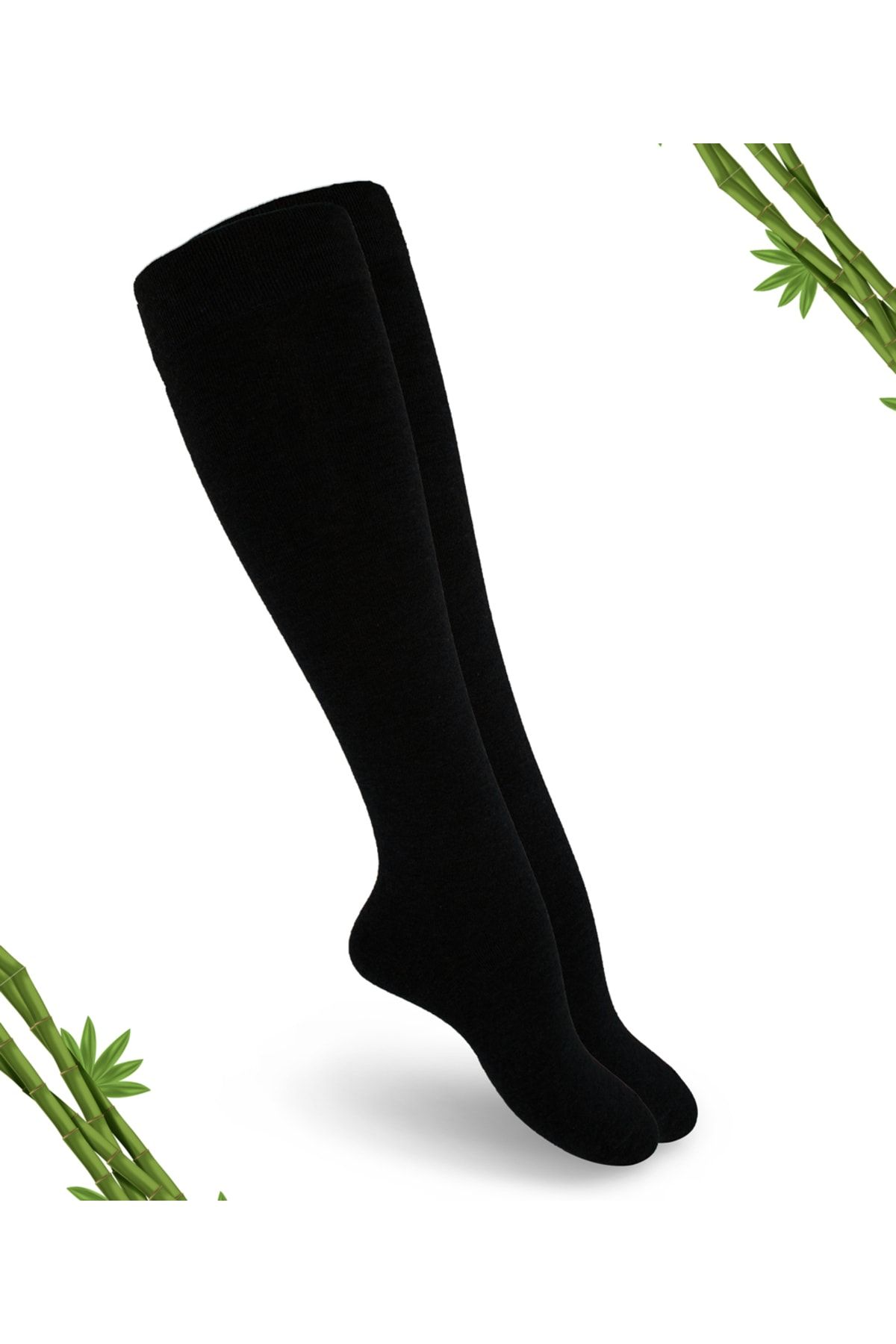 DAYCO Premium Siyah Renk Kadın Dikişsiz Dizaltı Bambu Çorap - (1 ÇİFT)
