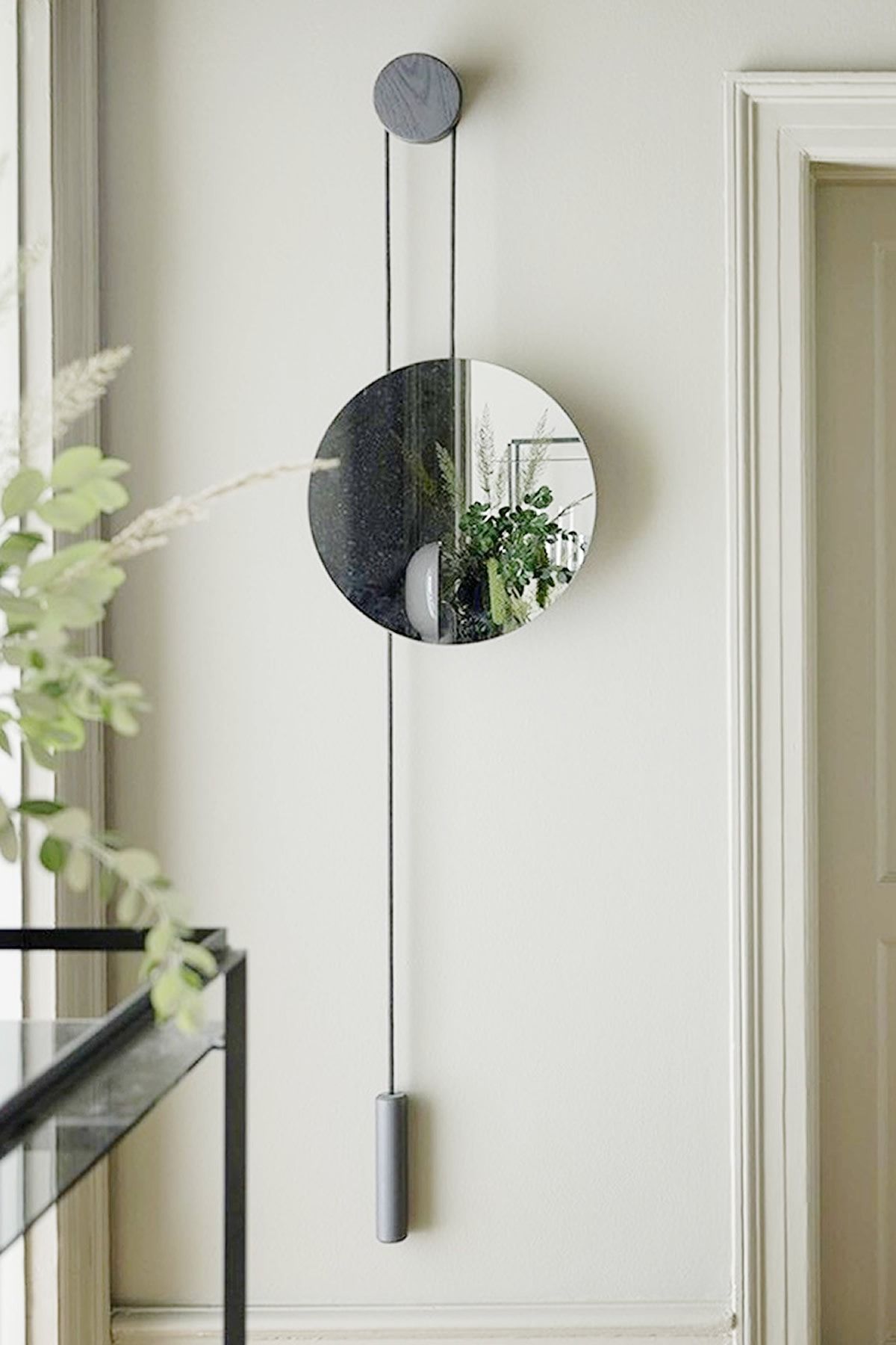MetaQuartz Aksesuar Pendulum Ayna, Dekoratif Duvar Aynası, Siyah
