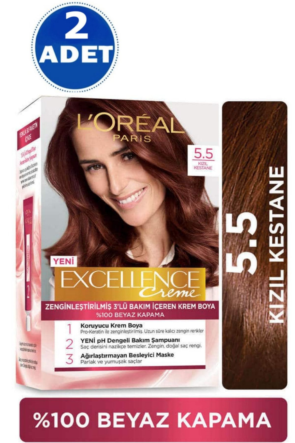 Excellence L'oréal Paris Creme Saç Boyası - 5.5 Kızıl Kestane 2 Adet