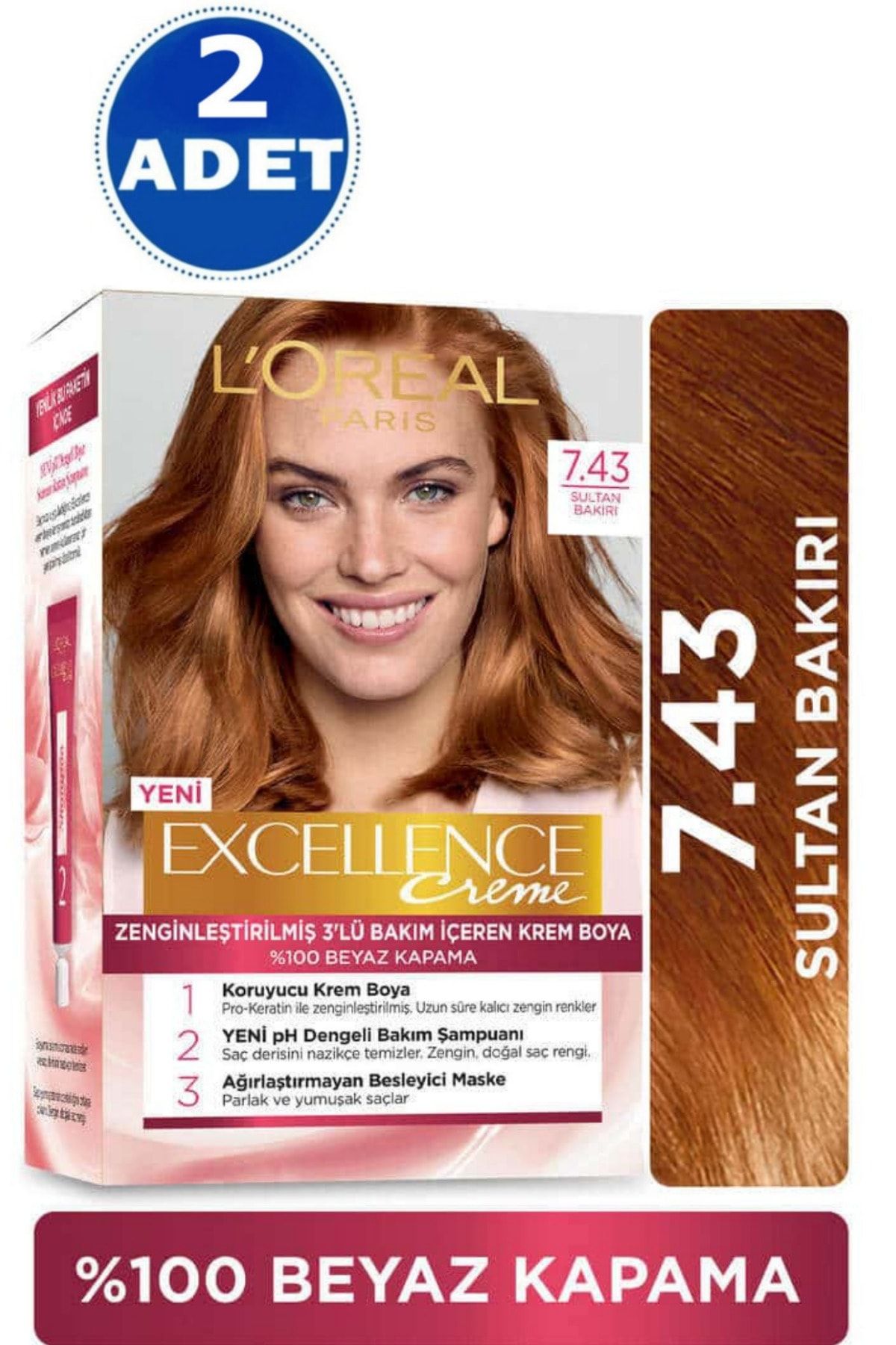 Excellence L'oréal Paris Creme Saç Boyası - 7.43 Sultan Bakırı 2 Adet