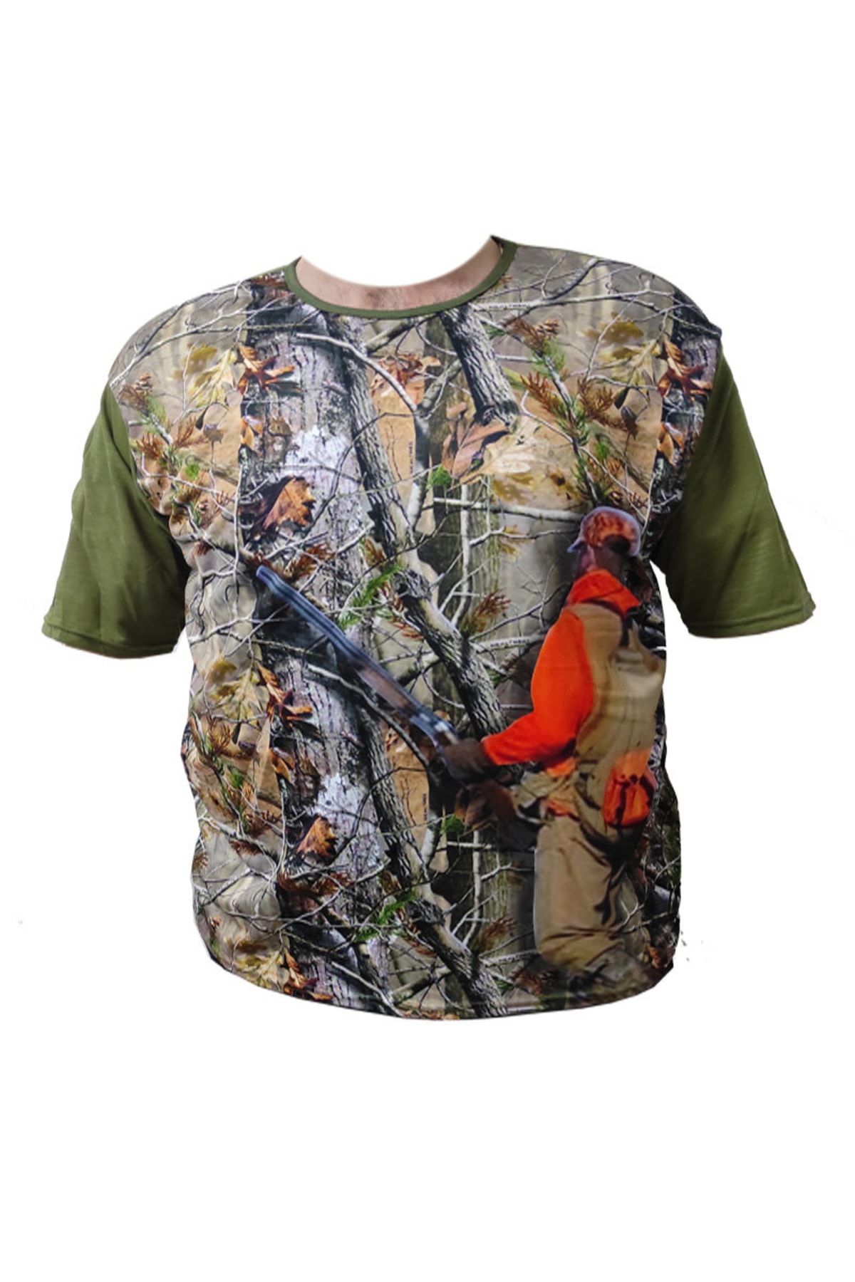 ALDOS Kısa Kol Meşe Desenli Tüfekli Avcı Ve Outdoor T-shirt