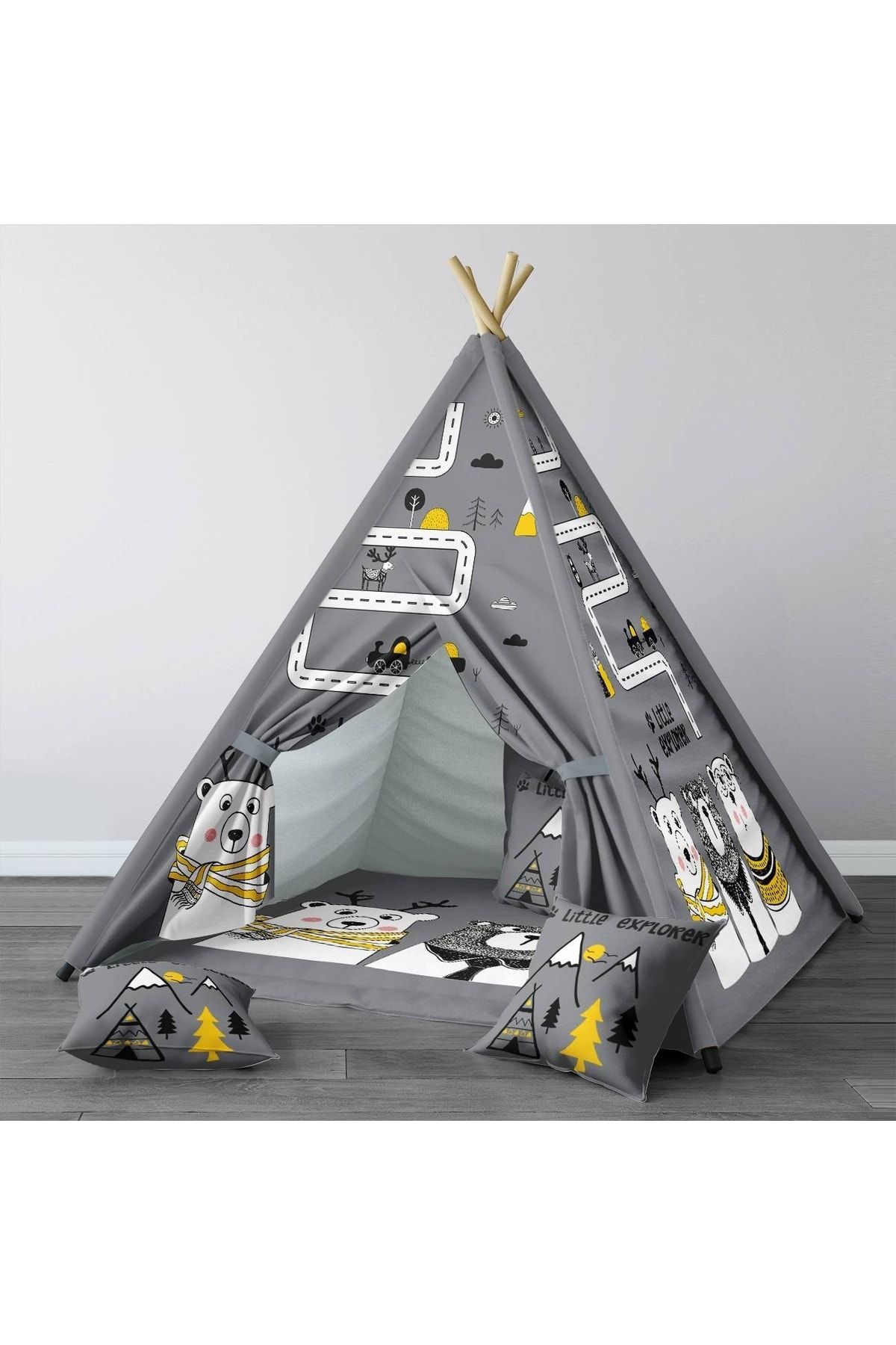 HET Concept Gri Bebek, Çocuk Odası Minderli/mindersiz Oyun Evi, Çadırı Model 0056