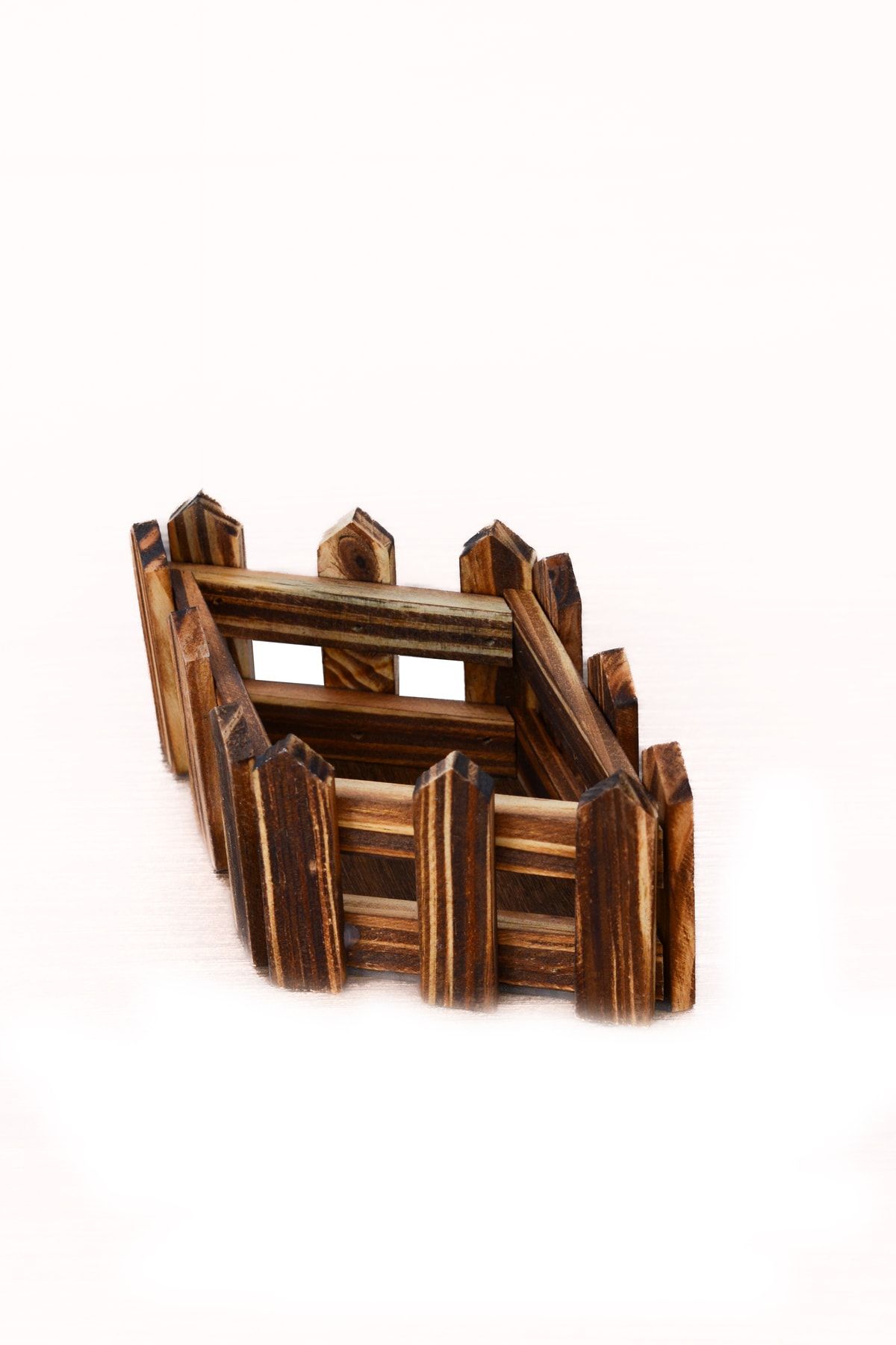 Znl Home Baklava Model Ahşap Çit Saksı Dekoratif Küçük Çit Saksı 1 Adet