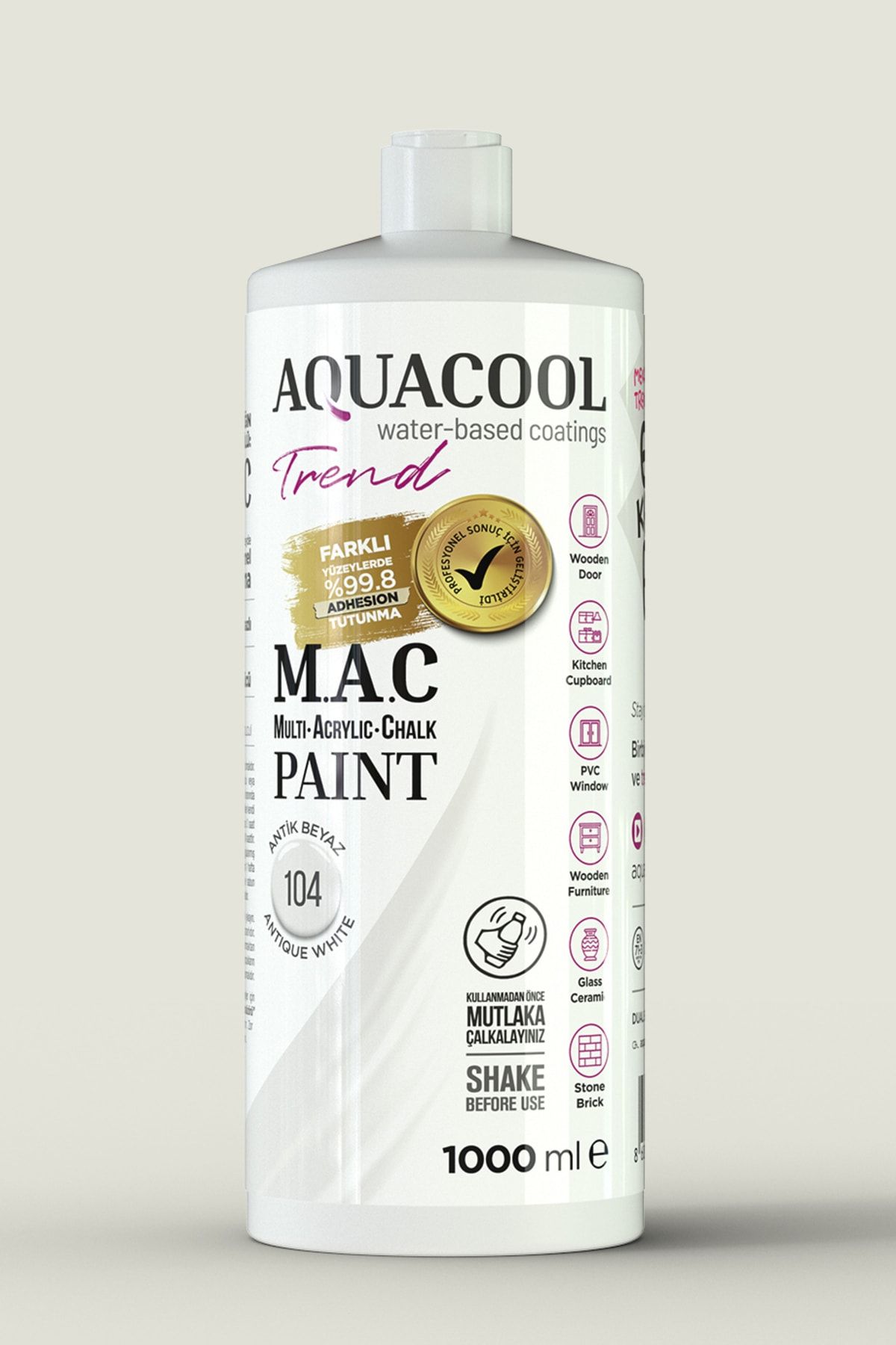 Aquacool Trend M.a.c Su Bazlı Akrilik Boya 104 Antik Beyaz 1000 ml