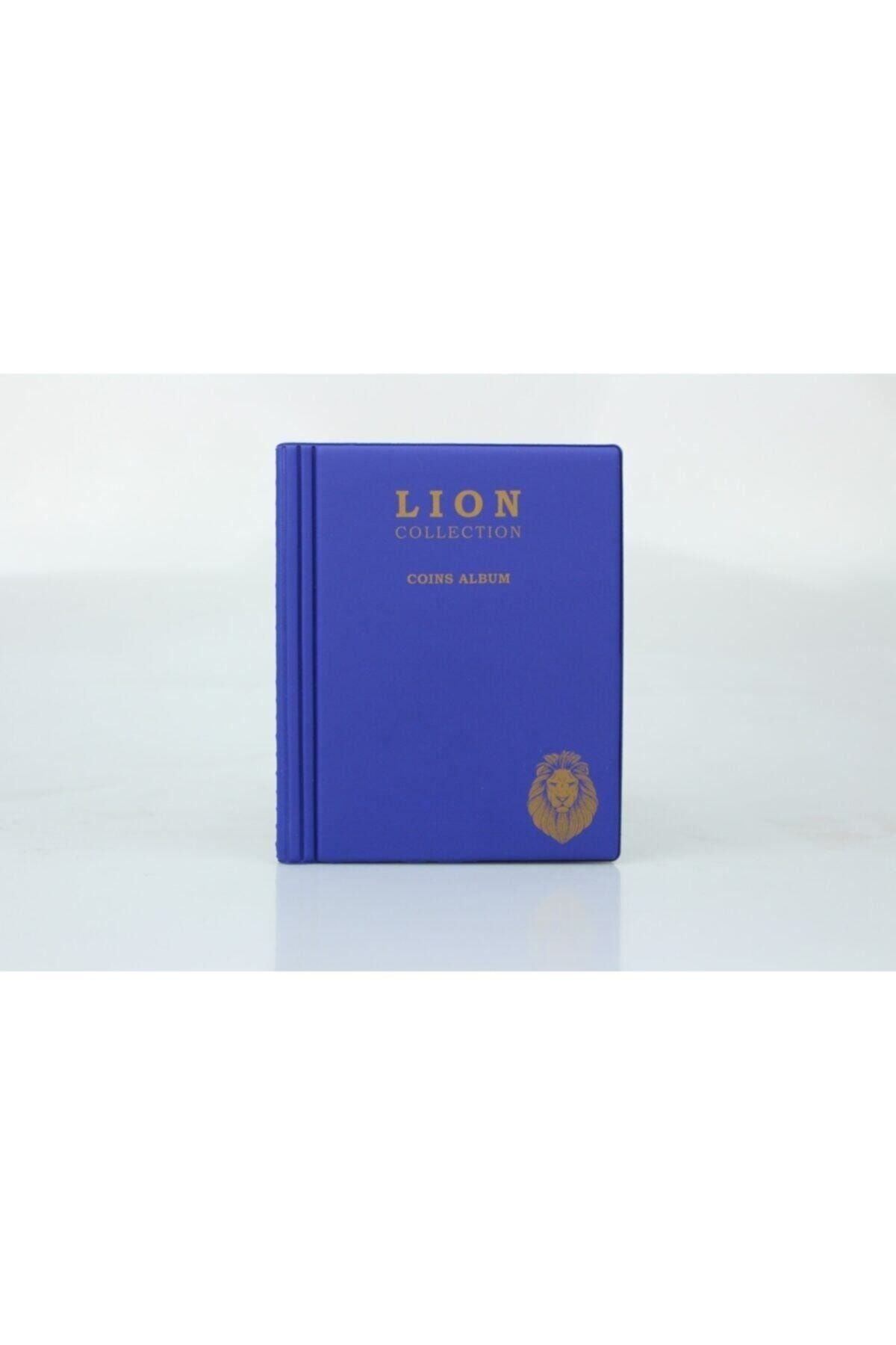 Lion Madeni Para Cep Albümü 10 sayfa - 120 Cepli - Mavi