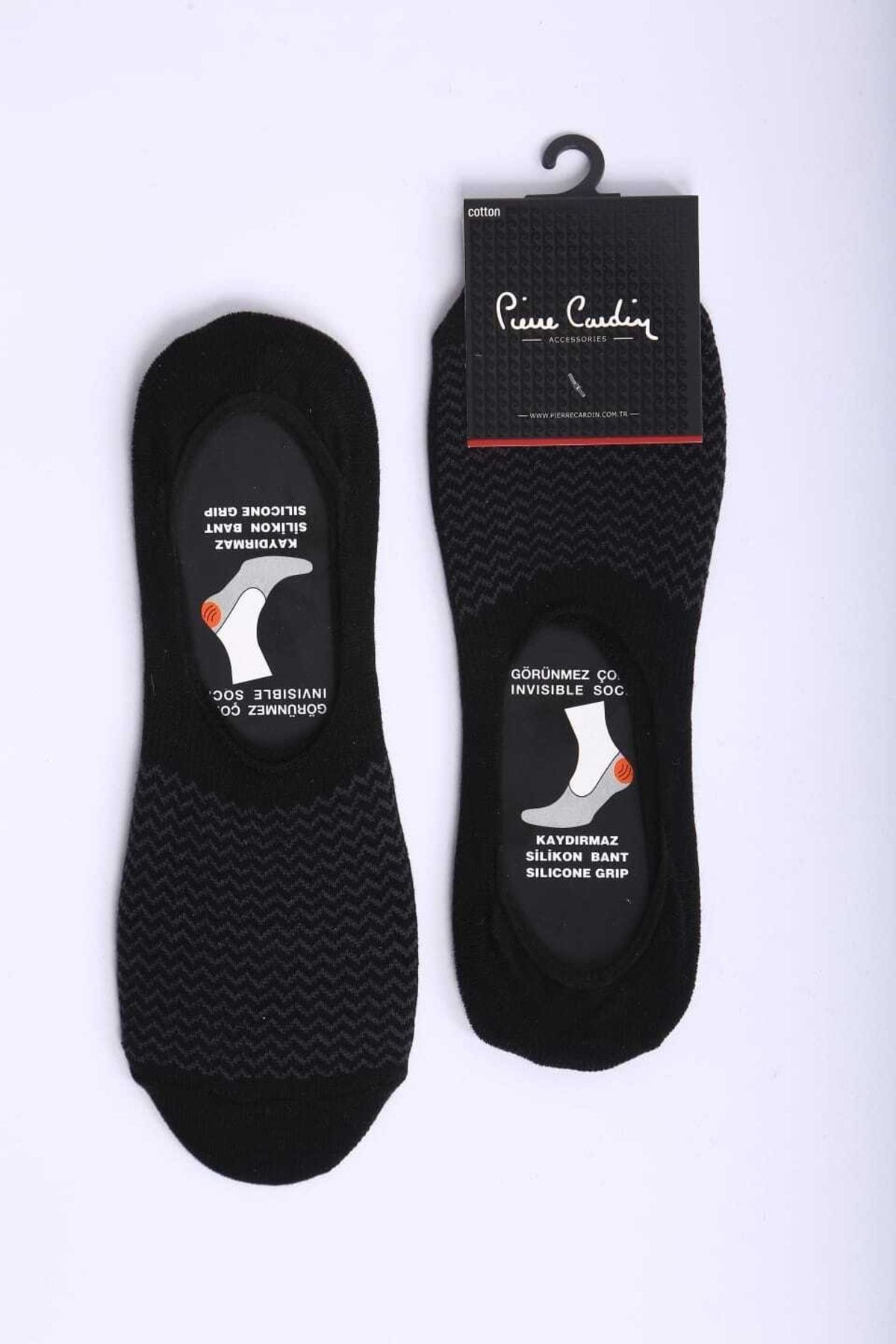Pierre Cardin Piere Cardin Pamuk 6'lı Siyah Kaymaz Slikon Bantlı Uisex Babet Çorap Pc-403