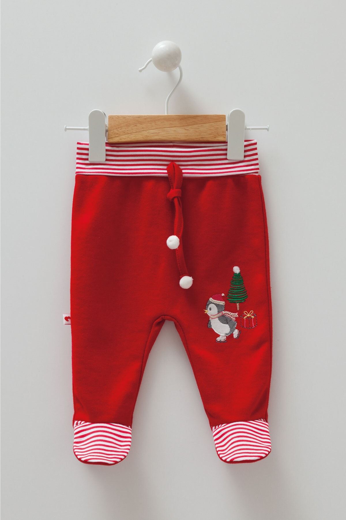 Caramell Yılbaşı Temalı Kırmızı Bebek Pantolonu