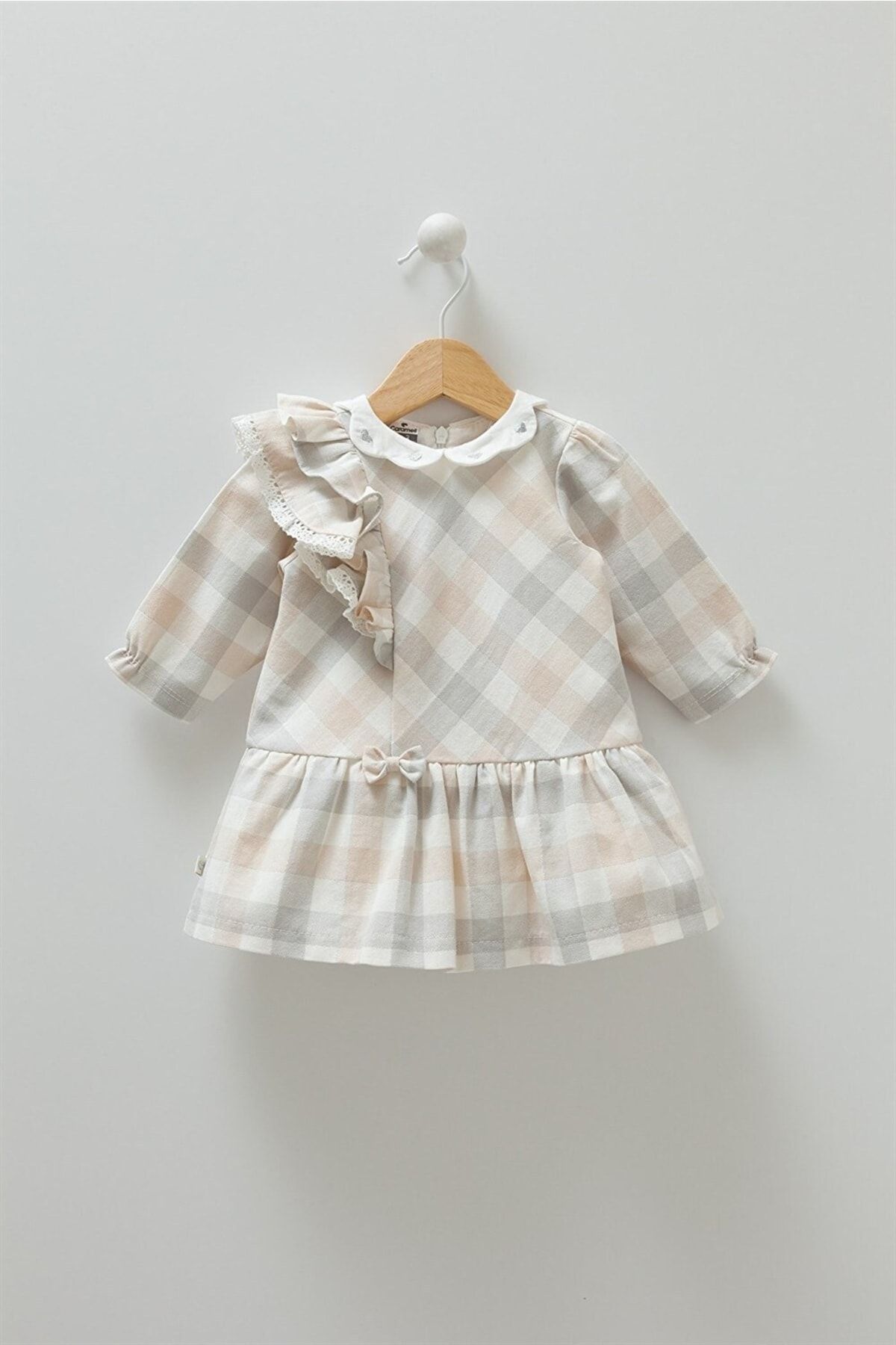 Caramel Baby 8547 Kız Bebek Piti Kareli Elbise_0