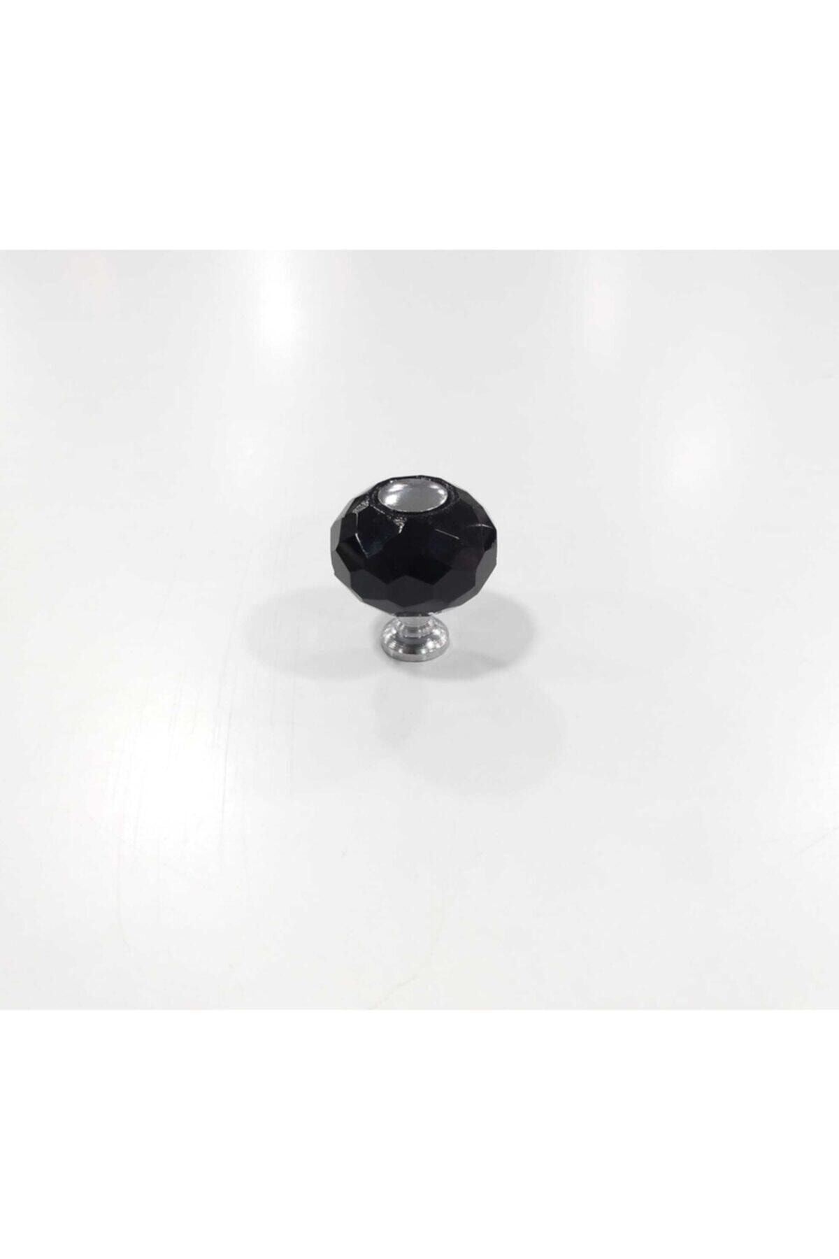 ARON 30mm Oscar Düğme Kulp Küre Cam Siyah-krom Kristal Kulp Komidin Konsol Şifonyer