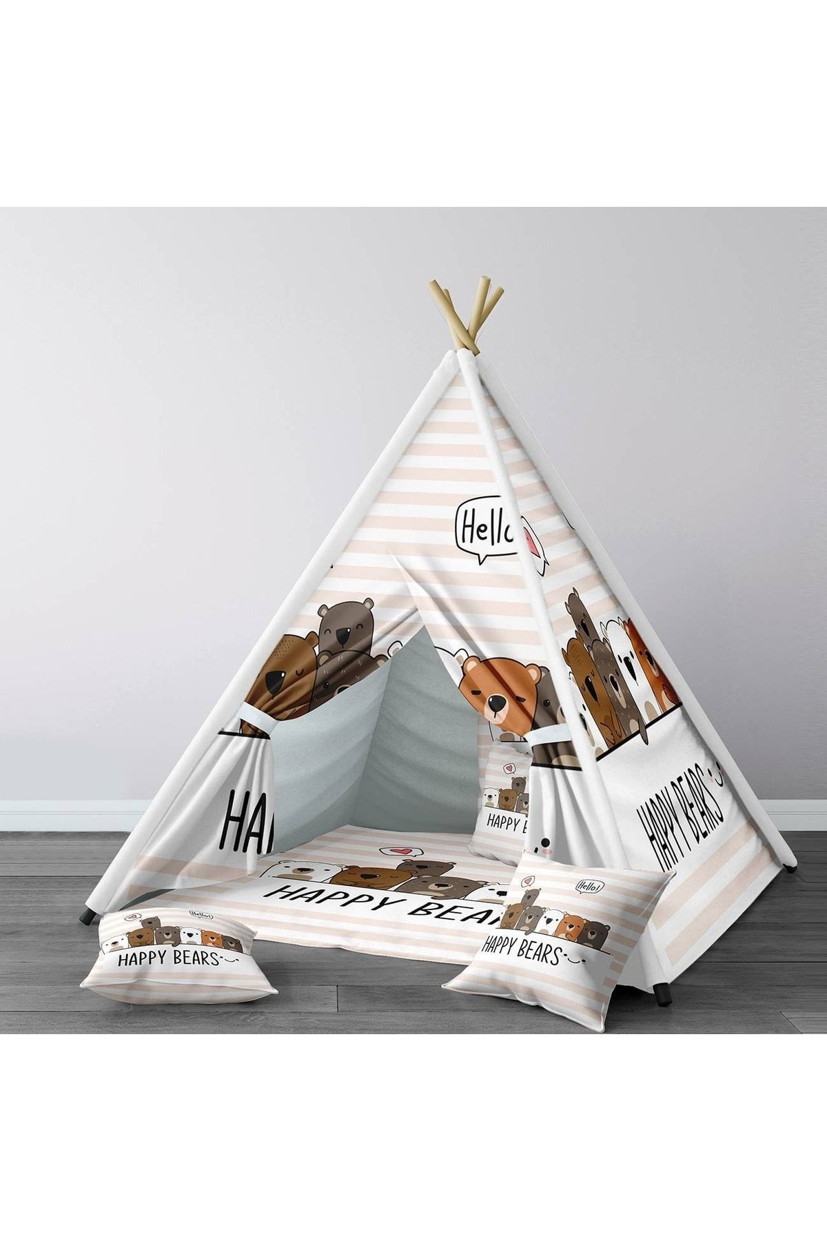 HET Concept Kahvrengi Bebek, Çocuk Odası Minderli/mindersiz Oyun Evi, Çadırı Model 0009