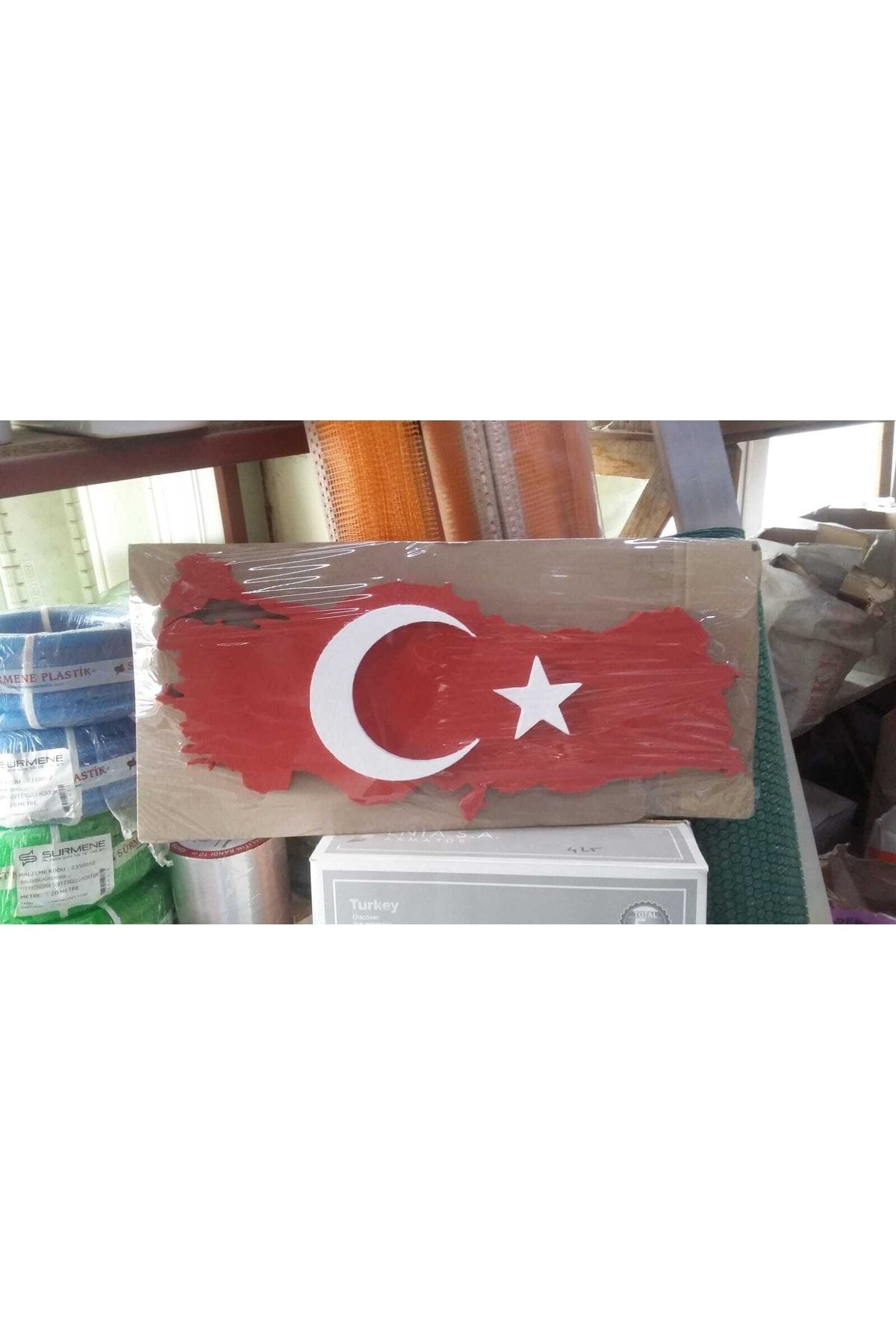 Yerli Strafor Köpük Bayrak Türkiye Haritası Şeklinde 55x25x2 Cm Sert Xps Üründen Üretilmiş Ve Boyanmıştır