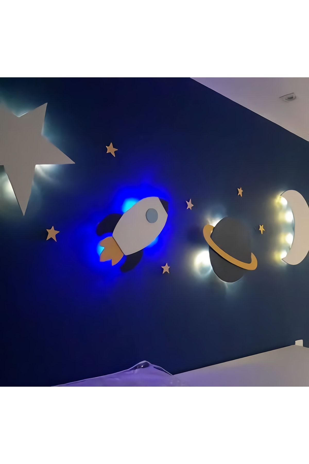 ARSERGROUP Bebek / Çocuk Odası Ahşap Dekortatif Aydınlatma Uzay Teması Çocuk Odası Dekorasyon