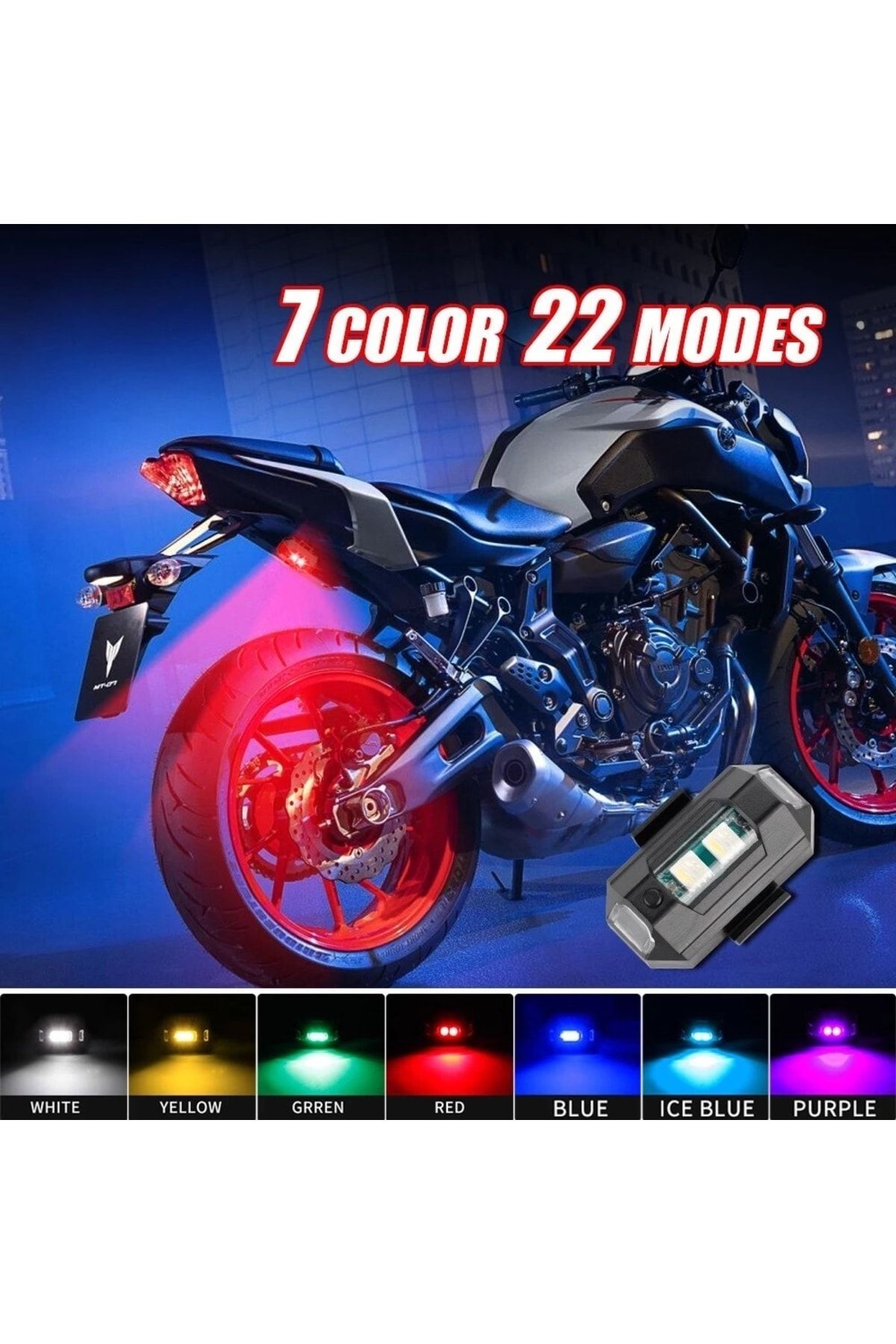Bunionettes 1 Ad. 7 Renk Araba Bisiklet Motosiklet Için Sinyal Led Çakar Drone Çakarlı Anti-çarpışma Uyarı Işığı