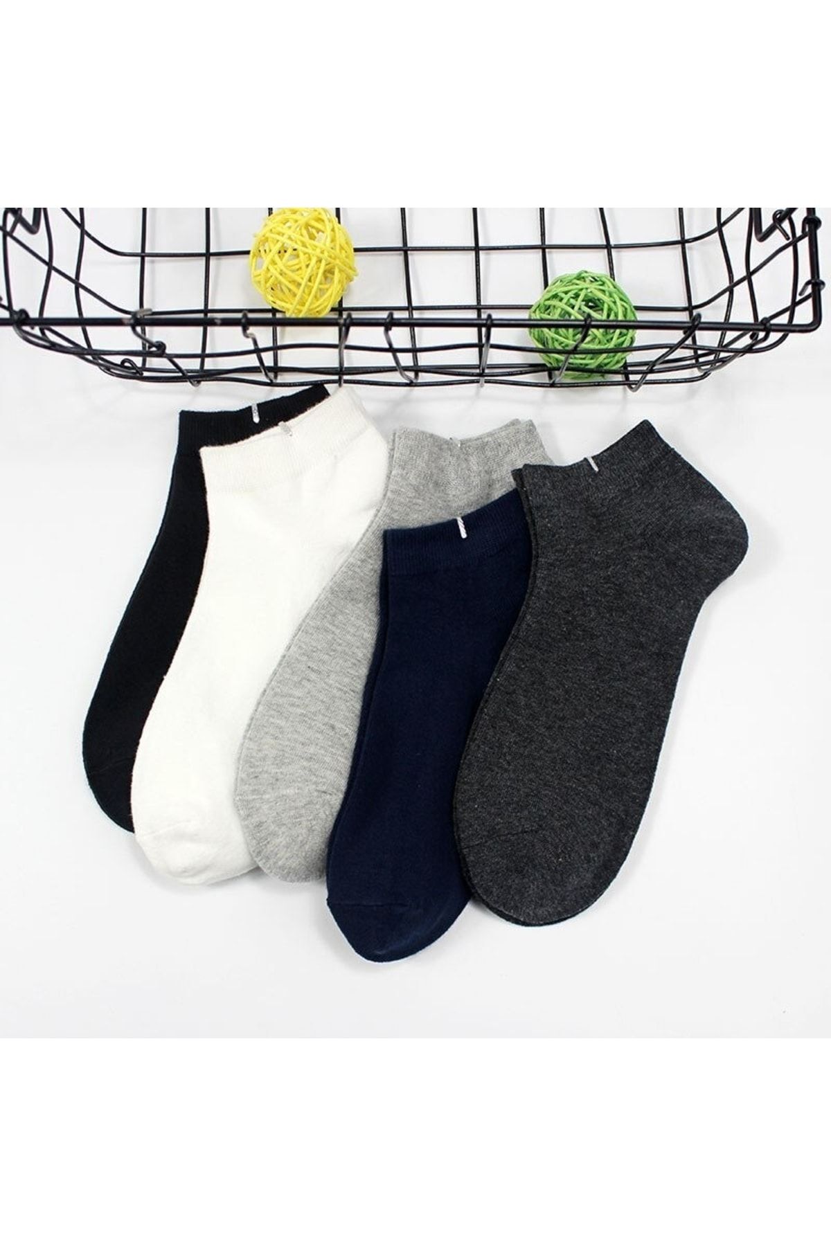 çorapmanya 5 Çift Pamuklu Çok Renkli Erkek Patik Çorap Bilek Boy