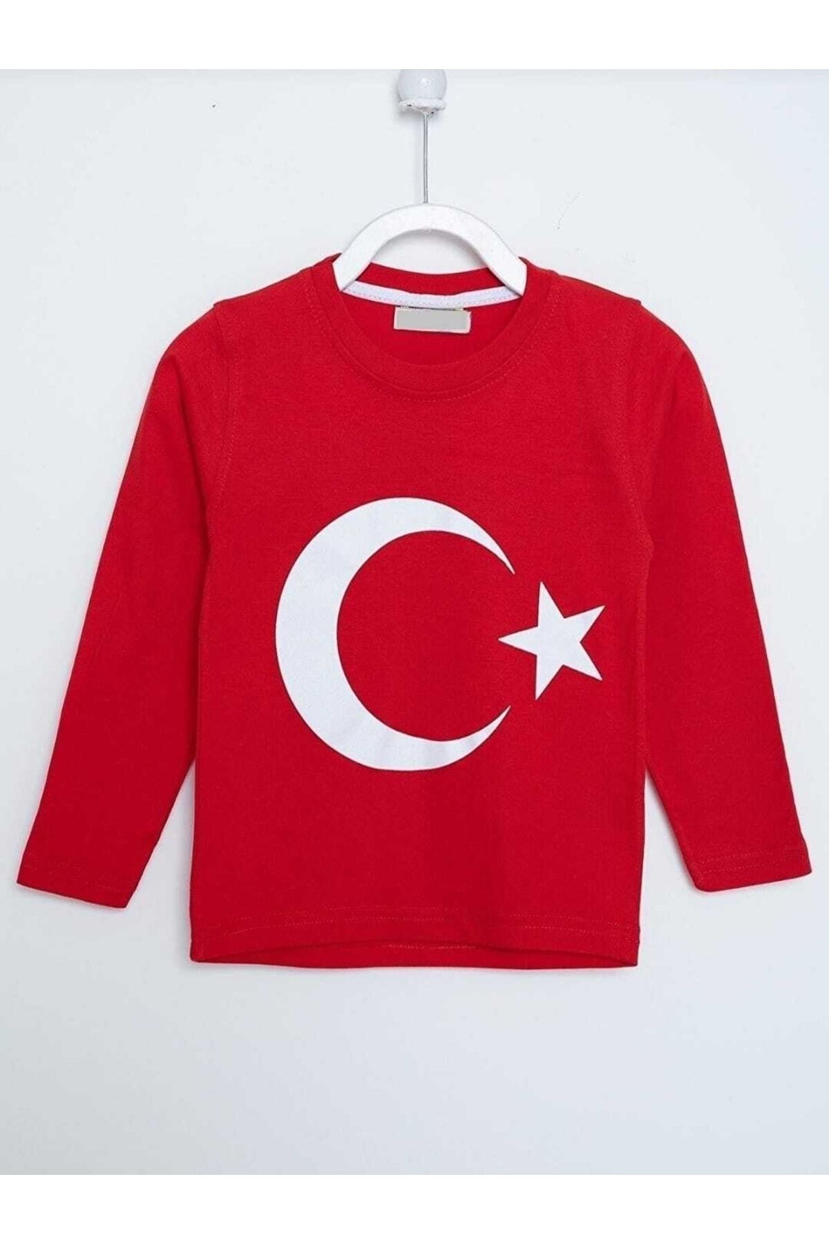 Genel Markalar Unisex Uzunkol Atatürk Türk Bayrak Ve Ayyıldız Baskılı 23 Nisan 10 Kasım Gösteri Kostüm T-shirt