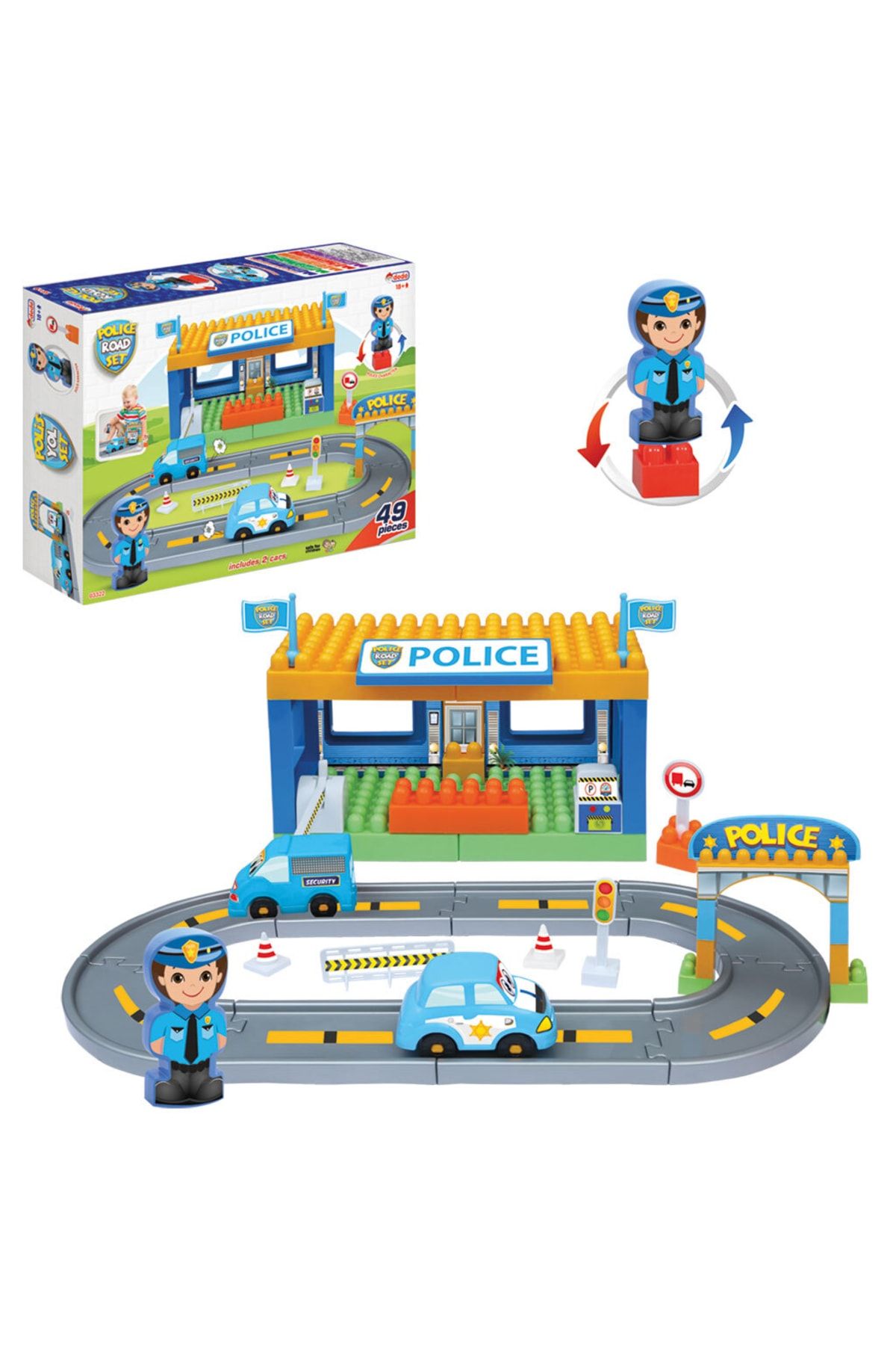 Doğan Oyuncak Dünyası Polis Yol Seti 45 Parça - Lego Oyuncaklar - Araç Oyuncakları - Blok Setleri - Yarış Seti