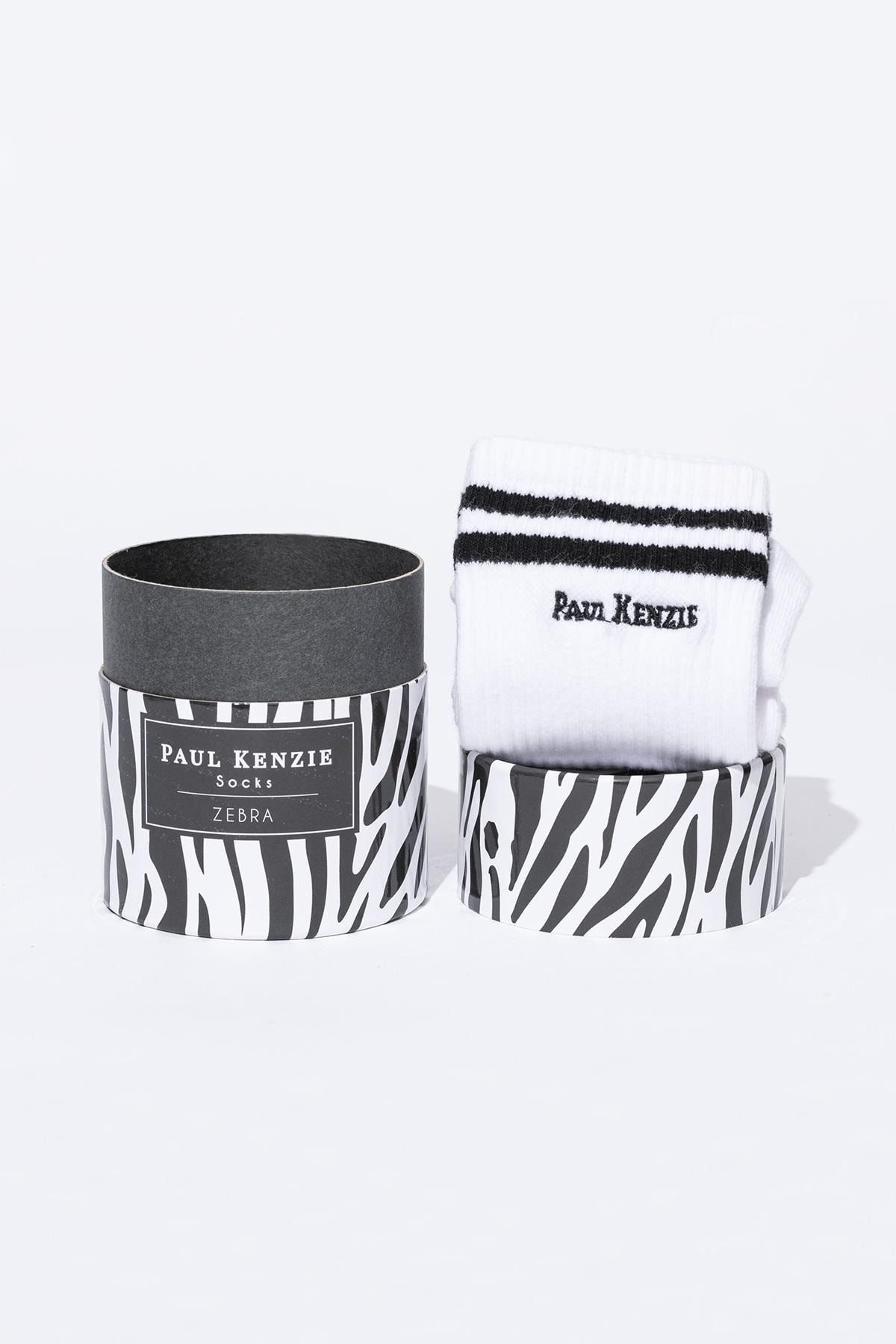 Paul Kenzie Motley Socks Unisex Nakışlı Uzun Tenis Çorap - Zebra