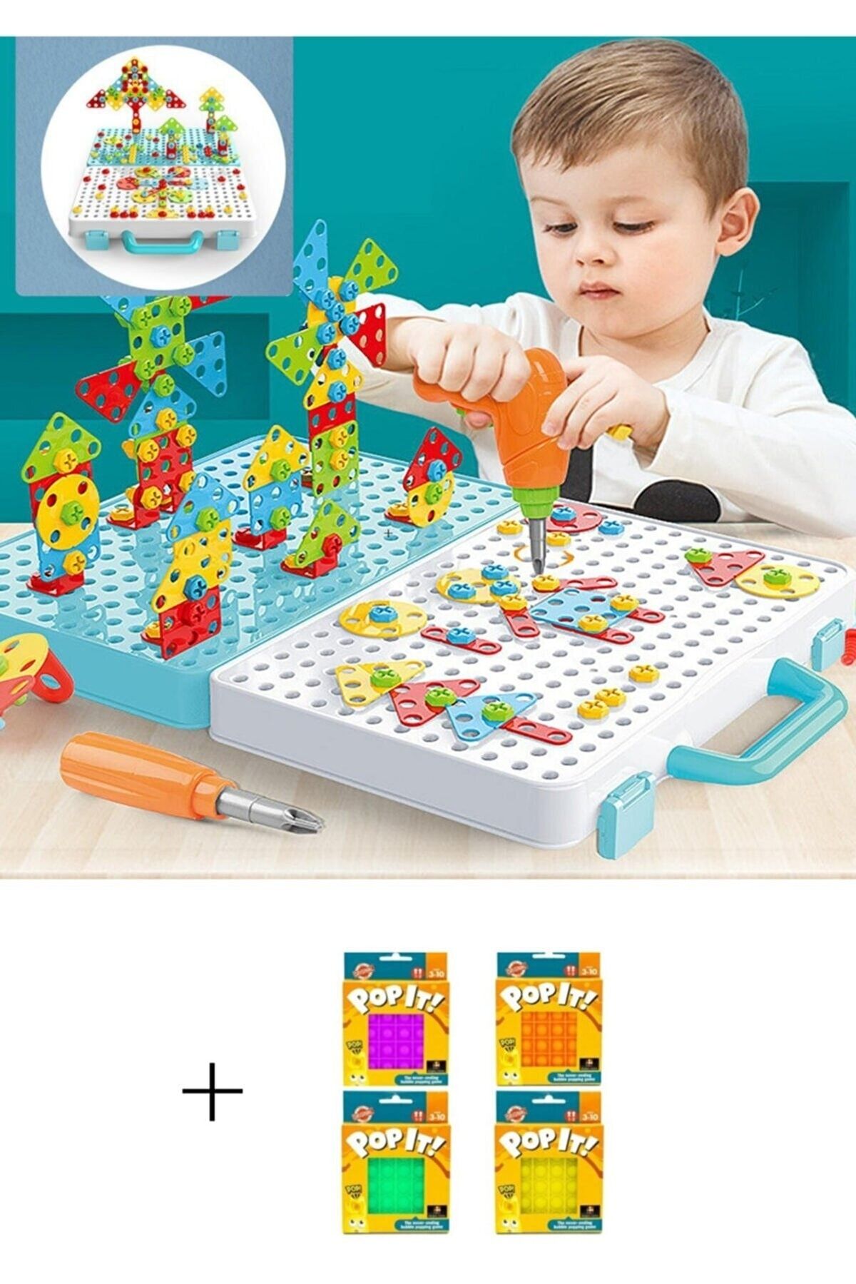 Blueeslife 239 Pc Kids Oyuncak Yaratıcı Eğitim Oyuncak Pilli Matkap Vidalar Puzzle Monte