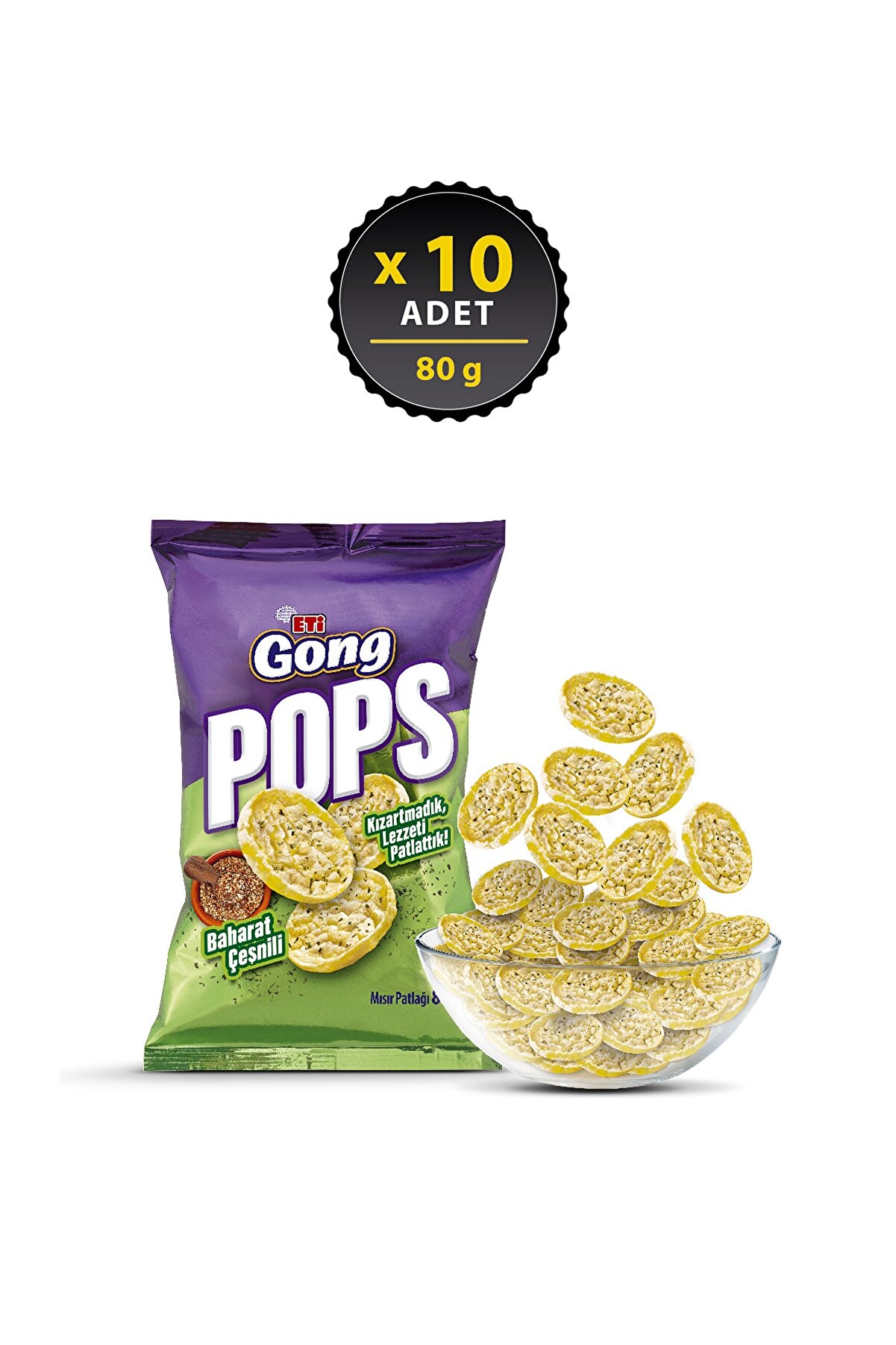 Eti Gong Pops Baharatli Misir Patlağı 80 g x 10 Adet Fiyatı, Yorumları