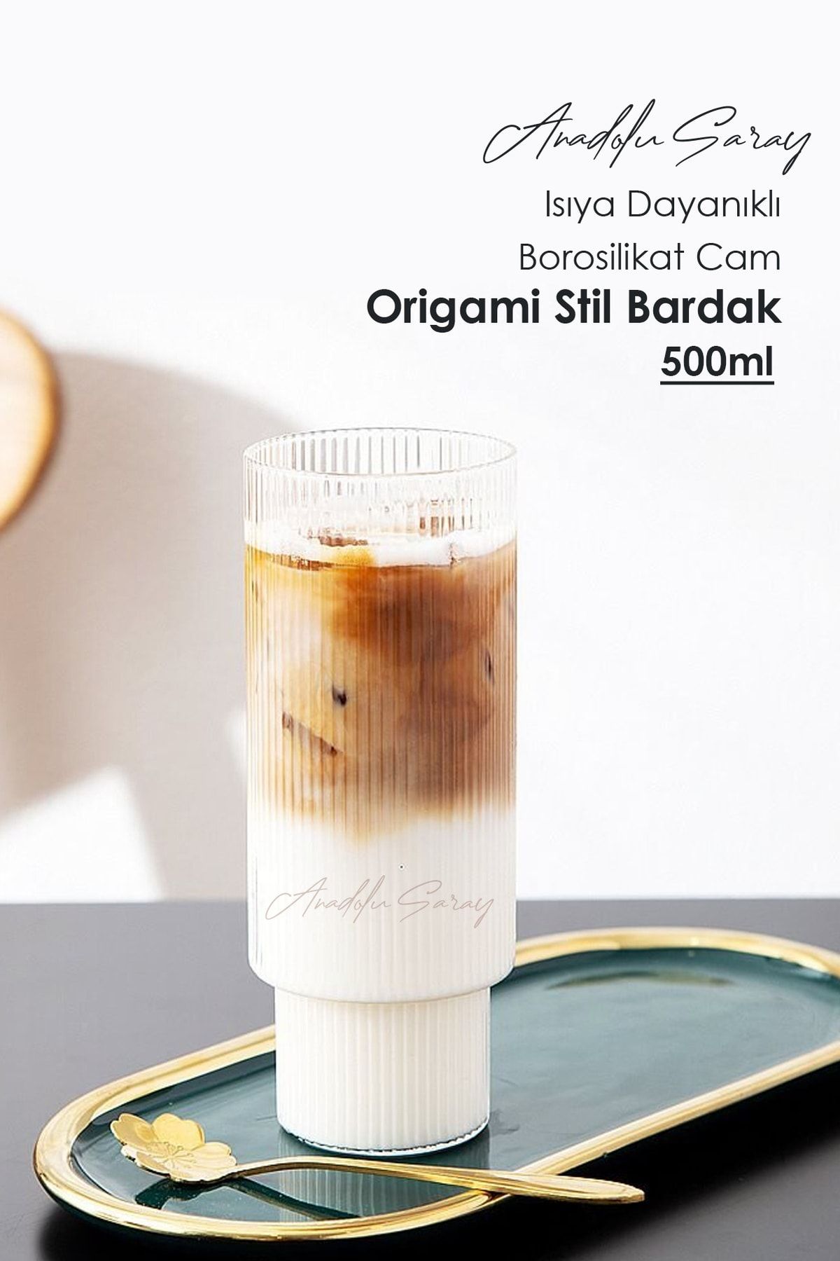 Anadolu Saray Çarşısı Isıya Dayanıklı Borosilikat Uzun Origami Stil Bardak | Kahve Ve Sunum Bardağı | Borosilikat Bardak