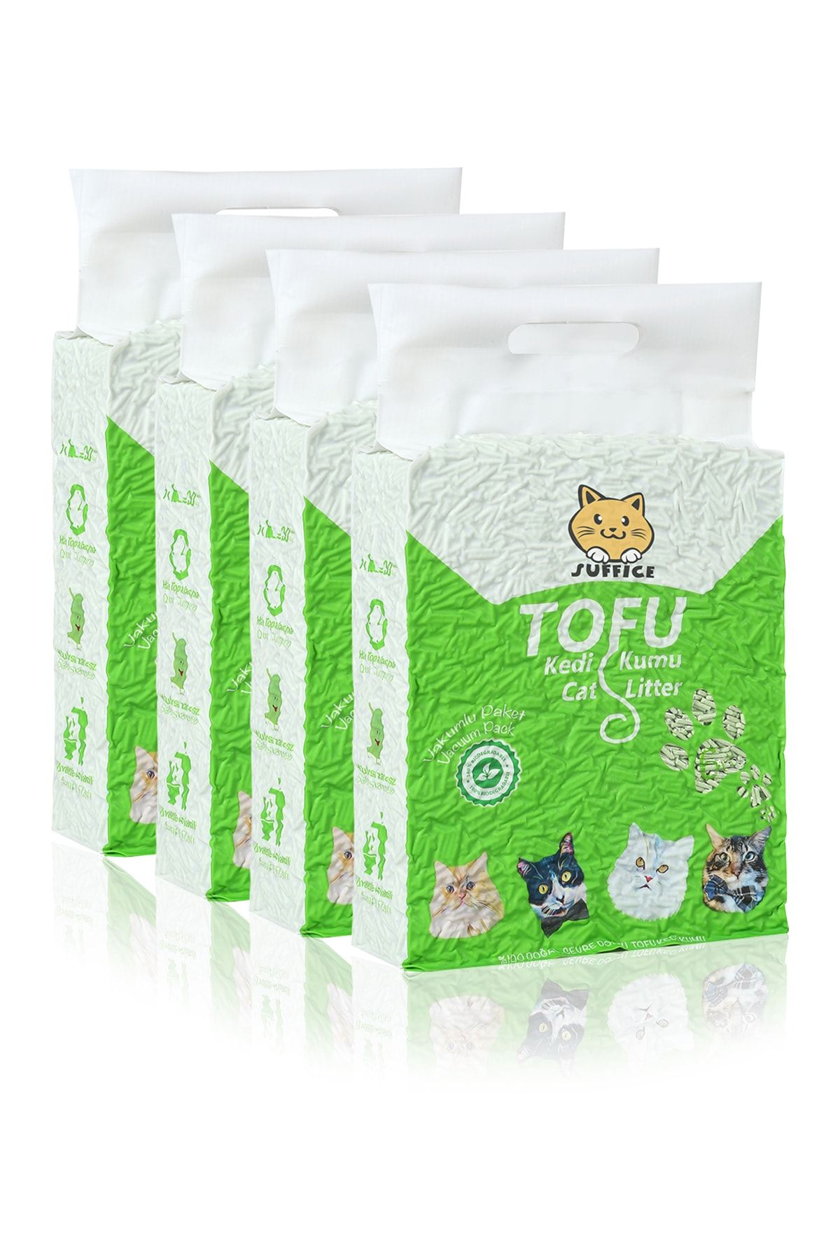 SUFFICE 4 Adet Tofu %100 Organik Kedi Kumu