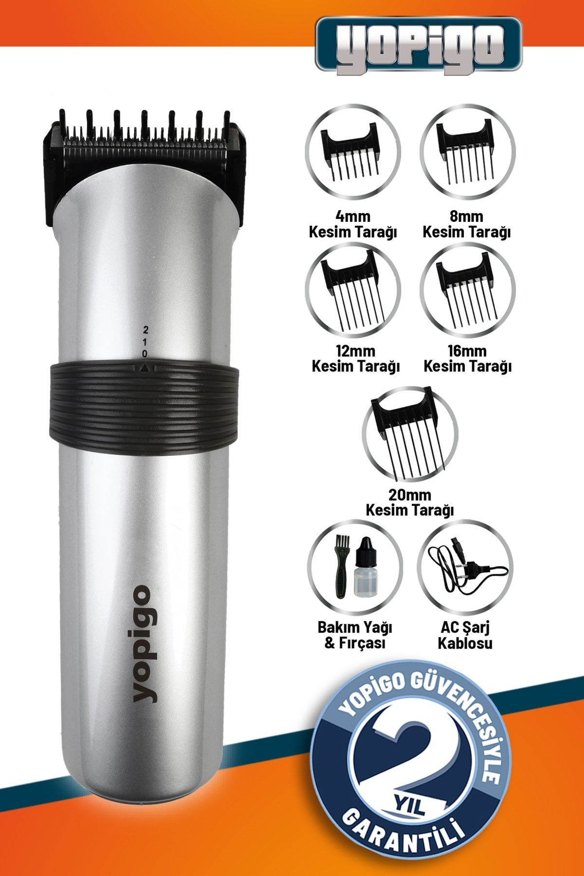 yopigo Yp-609 Şarjlı Tıraş Makinesi Saç Sakal Kesme Ense Vücut Kılı Çizim Lazer Epilasyon Öncesi Kısaltma