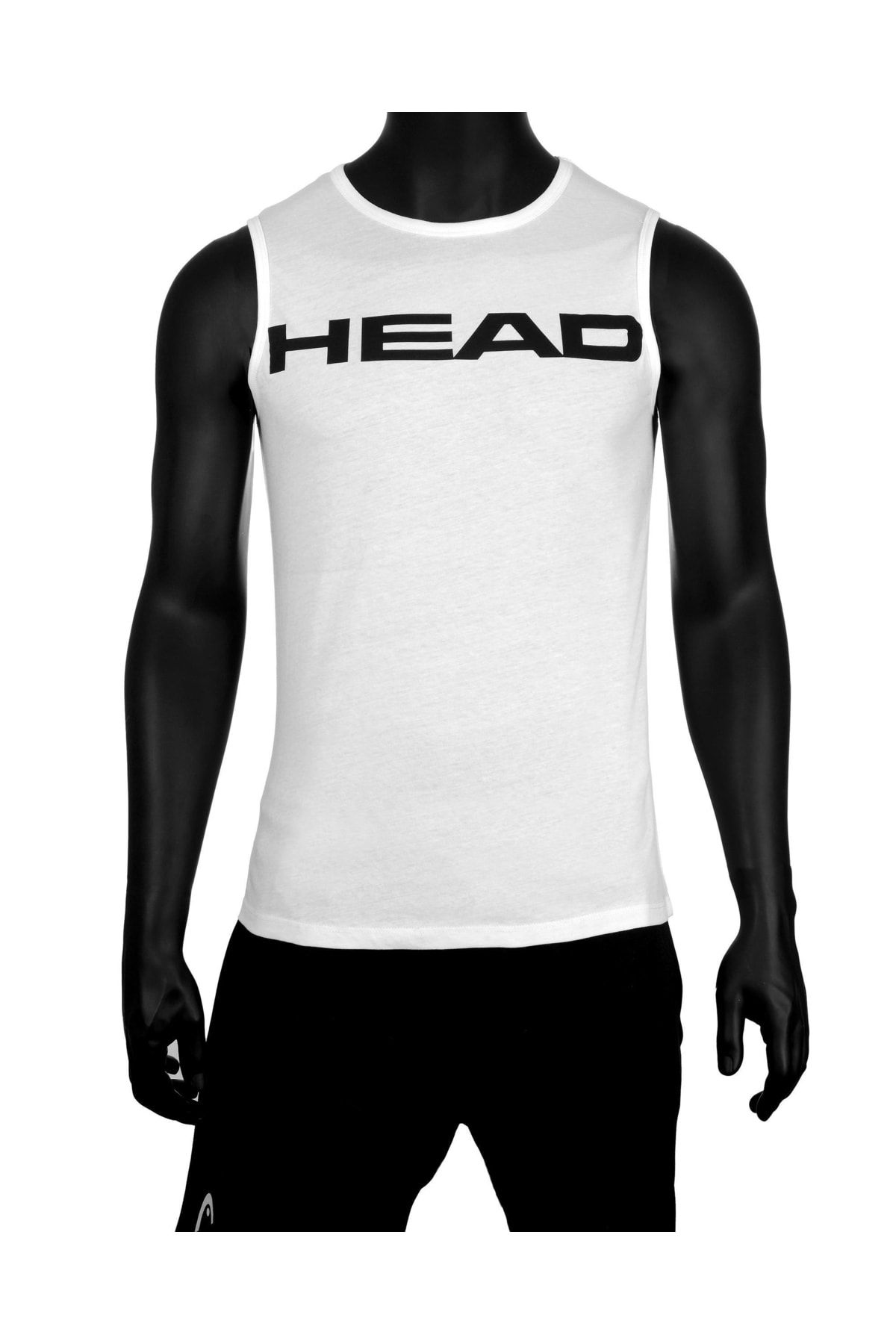 Head Erkek Beyaz Pamuklu Sıfır Kol Fitness T-shirt Sporcu Atleti Kolsuz Tanktop Tenis Tişörtü