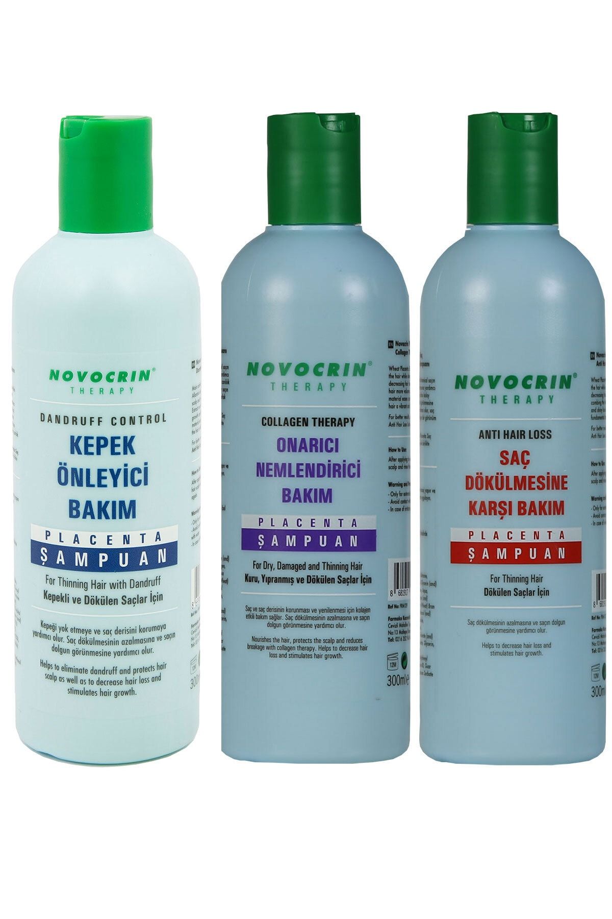 Novocrin Placenta Saç Bakım Şampuan Seti 3 Lü Paket