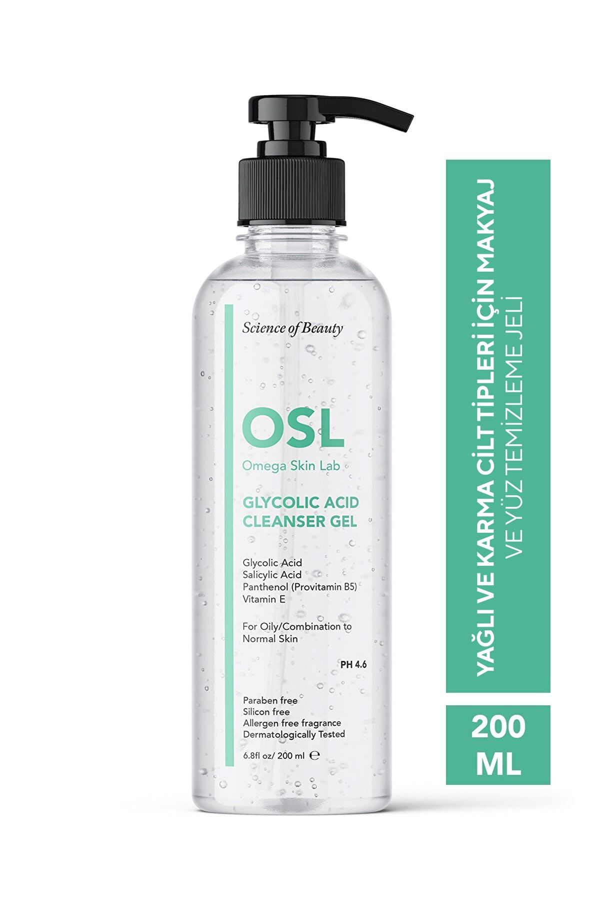 OSL Omega Skin Lab Omega Skin Lab Glycolic Cleanser Gel 200ml (YAĞLI VE KARMA CİLT İÇİN TEMİZLEME JELİ)