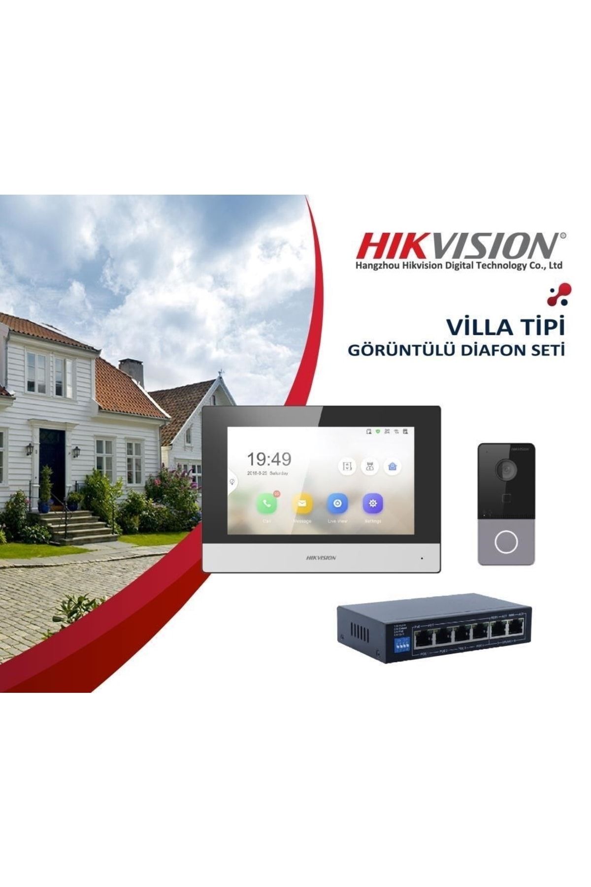 Hikvision Villa Tipi Ip Görüntülü Diafon Kapı Seti