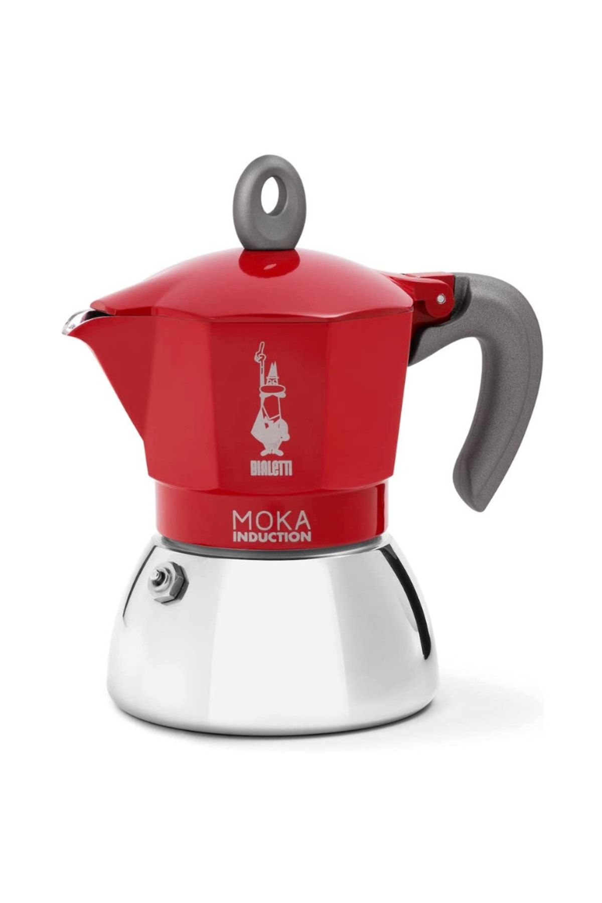 Bialetti Indüksiyon Mokapot Kırmızı 2 Cup ( Induction 2 Cup Red Stainless Steel Moka Pot)