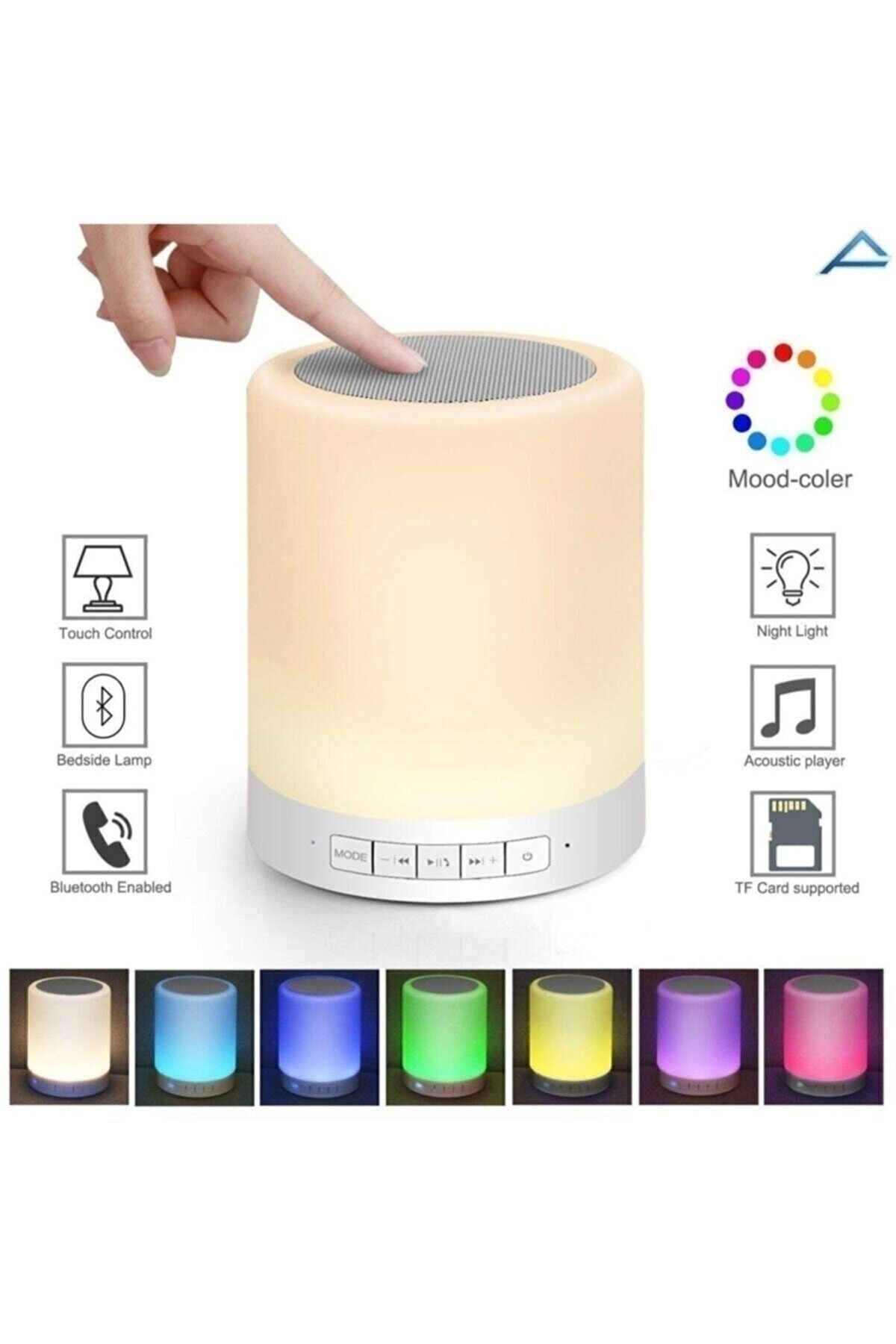 mimtec Parti Hoparlörü Dokunmatik Lamba Renkli Led Işık Bluetooth Hoparlör Usb Şarj Kablosuz Speaker