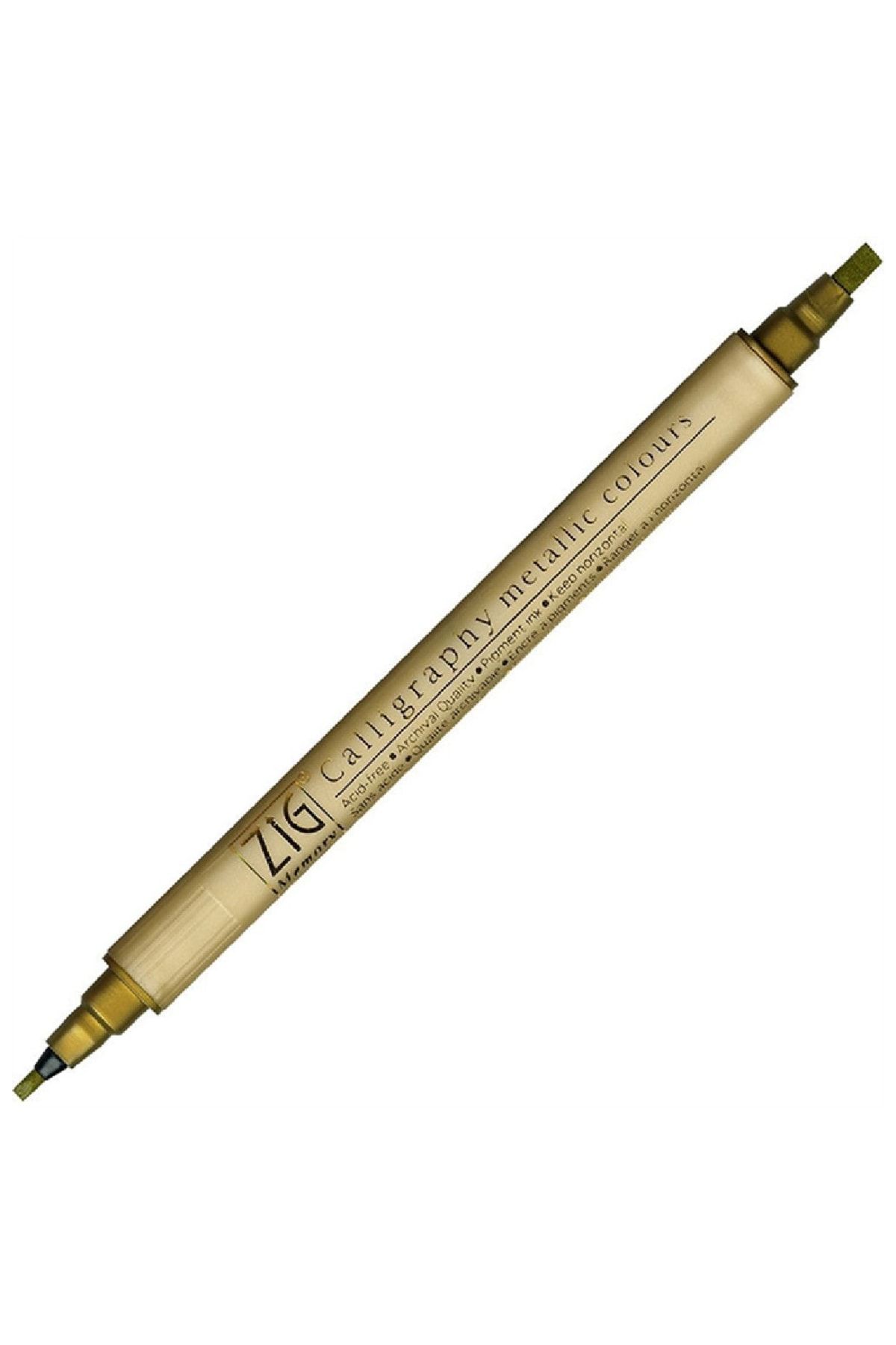 Zig Çift Uçlu Yaldızlı Kaligrafi Kalemi 2 mm + 3.5 mm 101 Metallic Gold