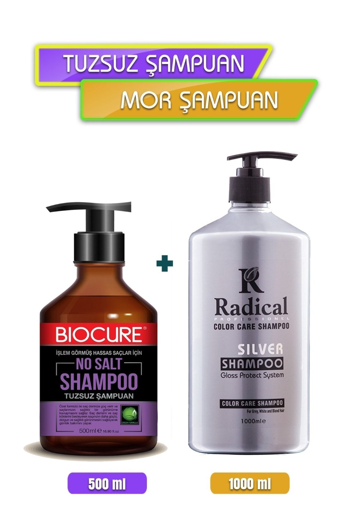 Biocure Colo Care Yansıma ve Turunculaşma Önleyici Sılver Mor Şampuan 1000 ml+ Tuzsuz Şampuan 500 ml