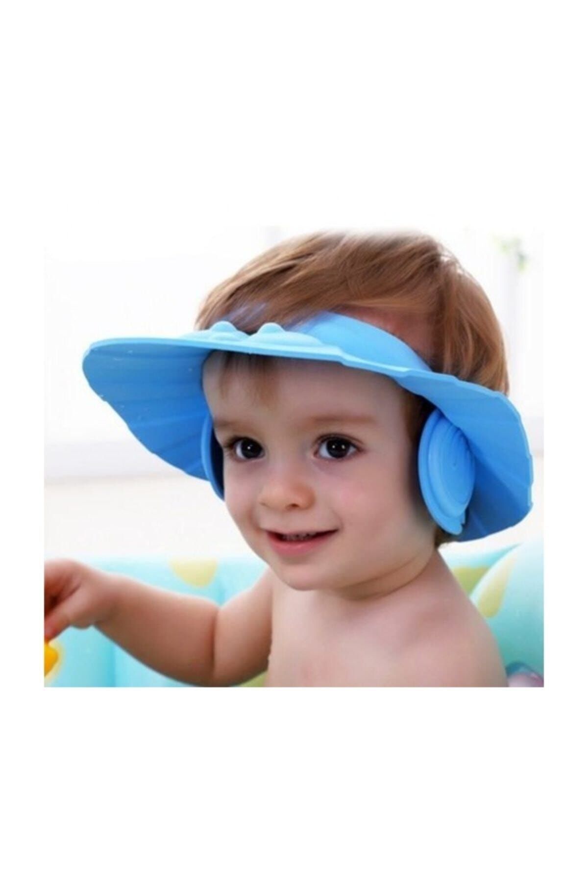 Cadence Erkek Bebek Mavi Banyo Şapkası Düğmeli Kulaklıklı