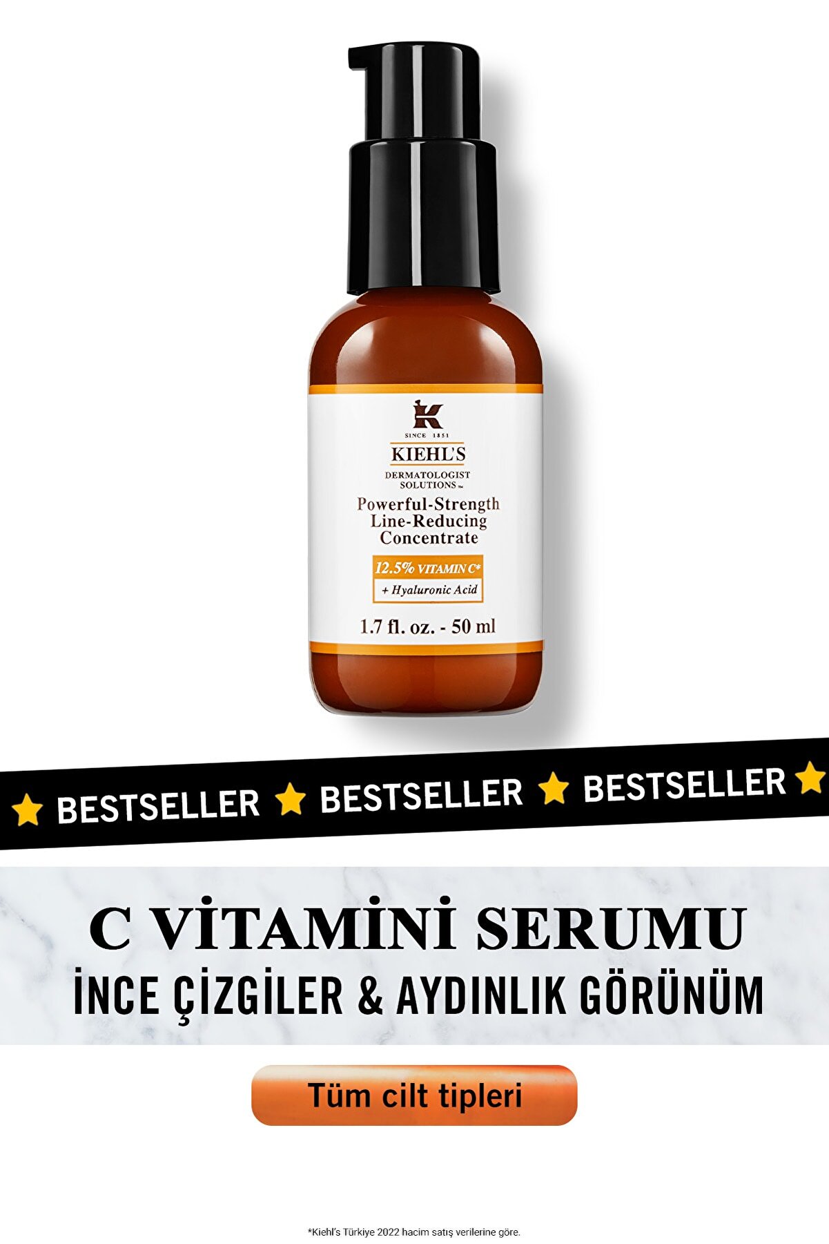Kiehl's Powerful-Strength Kırışıklık Karşıtı Serum - C Vitamini Ve Hyalüronik Asit Içeriğiyle 50 ml