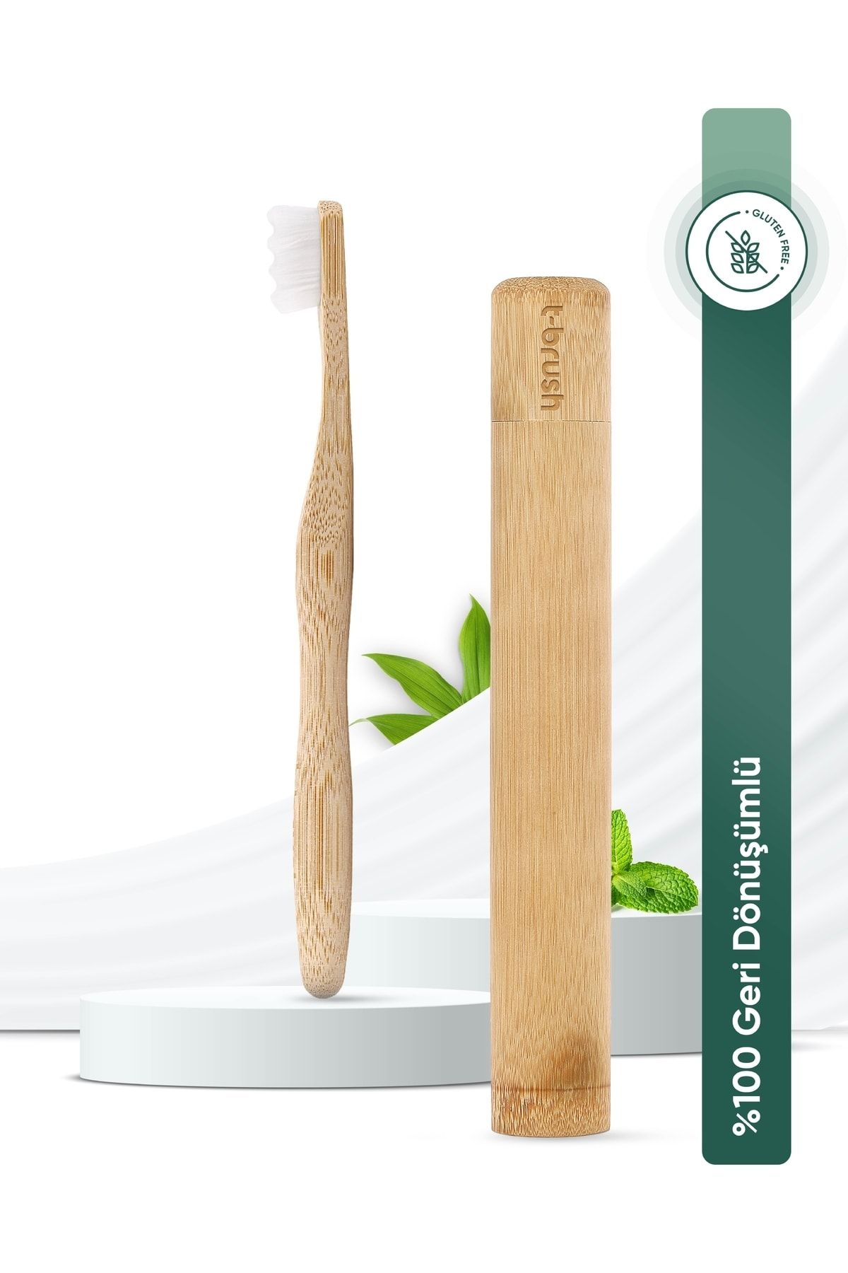 TBRUSH Nano Beyaz Bambu Diş Fırçası - Ultra Soft + Diş Fırçası Saklama / Taşıma Kabı