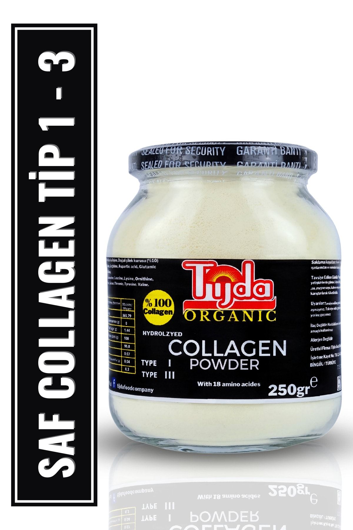 TİJDA Organic Collagen Powder 250 gr. Saf Tıp:1,3