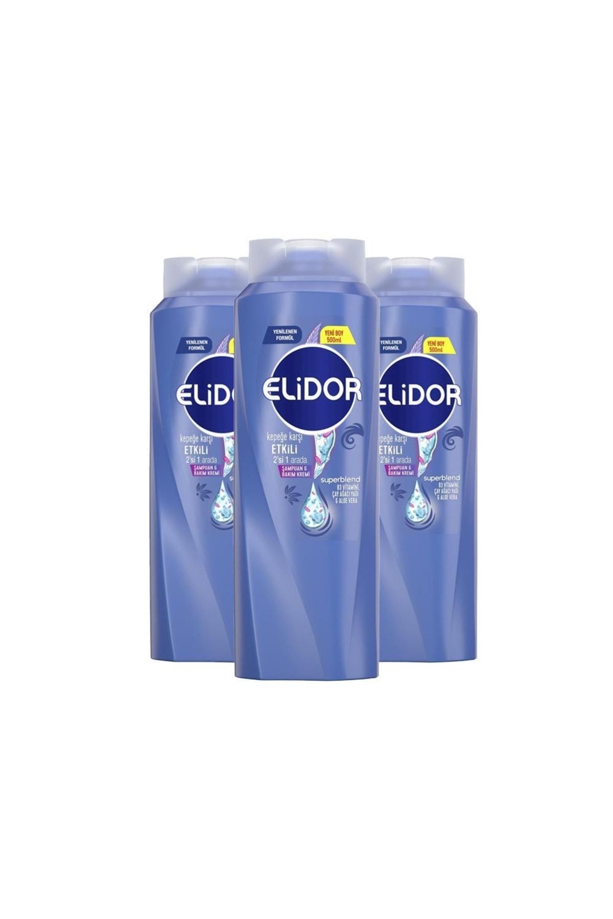 Elidor Superblend 2'si 1 Arada Şampuan Ve Saç Bakım Kremi Kepeğe Karşı Etkili B3 Vitamini 500 Ml X 3