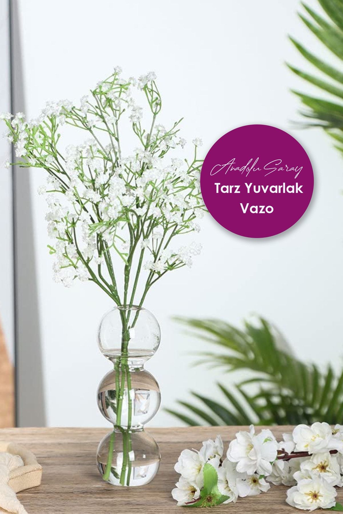 Anadolu Saray Çarşısı Boğumlu Yuvarlak Stil Tarz Vazo | Iskandinav Tarz Modern Vazo Saksı | Dekoratif Saksı - 1 Adet