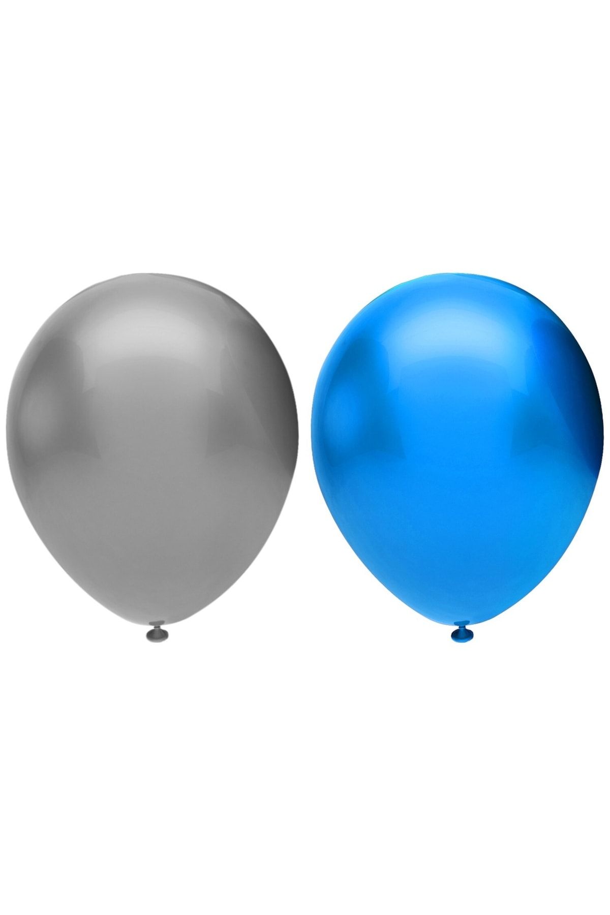 MKYS 5 Adet Mavi-gümüş Metalik Balon Helyum Gazı Uyumludur.-doğum Günü Parti Balonları