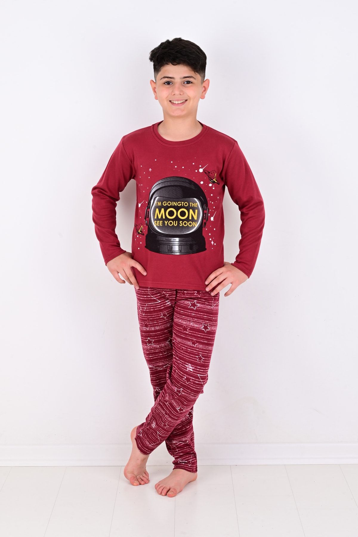 vitmo Erkek Çocuk Pijama Takımı Moon Uzun Kollu Pamuklu