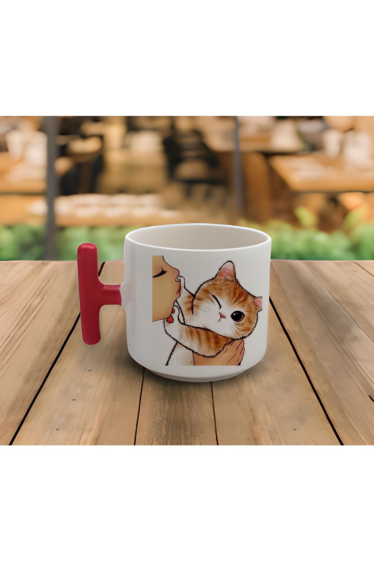 GünayStore Latte & Espresso El Yapımı Haylaz Sevimli Yavru Kediler Baskılı T Kulp Kupa 200 Ml