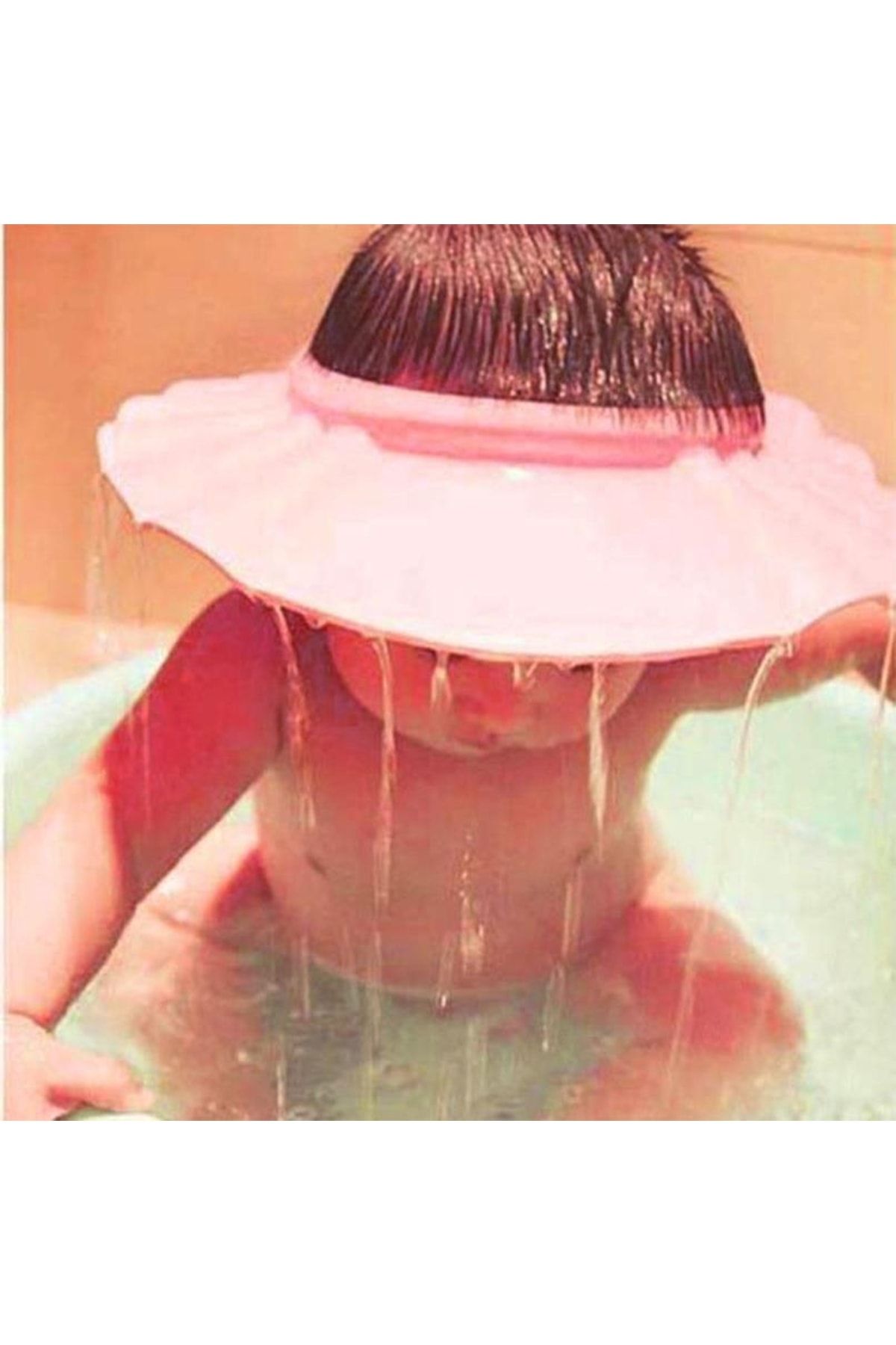 Kenpool Ayarlanabilir Çıtçıtlı Ince Köpük Bebek Banyo Duş Bone Şapkası Pembe