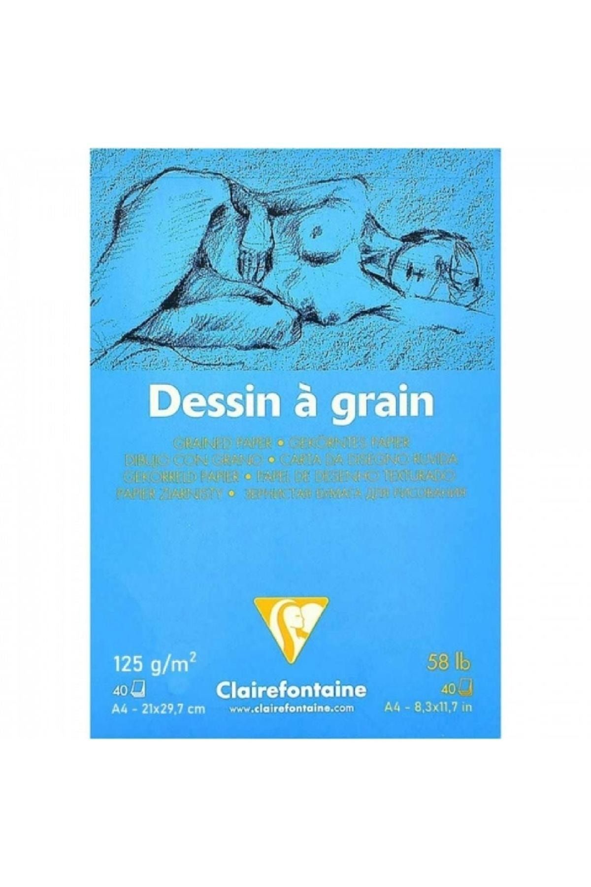 Clairefontaine Dessin A Grain 125gr Doğal Beyaz Dokulu Çizim Blok 40 Sayfa A4 (21x29.7cm)