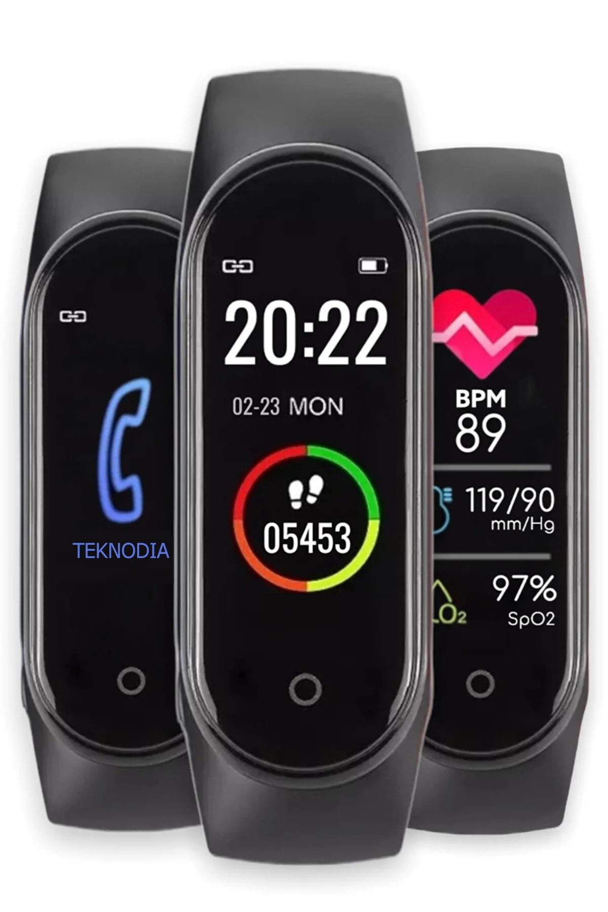 Technodia M4 Akıllı Bileklik Saat Watch Band Kalp Ritim Koşu Spor Uyku Takip - Siyah