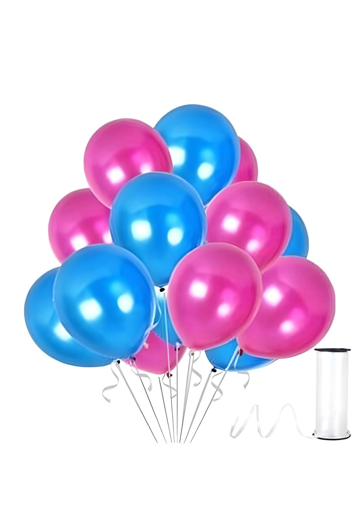 MKYS 15 Adet Mavi-fuşya Metalik Balon Helyum Gazı Uyumludur.-doğum Günü Parti Balonları