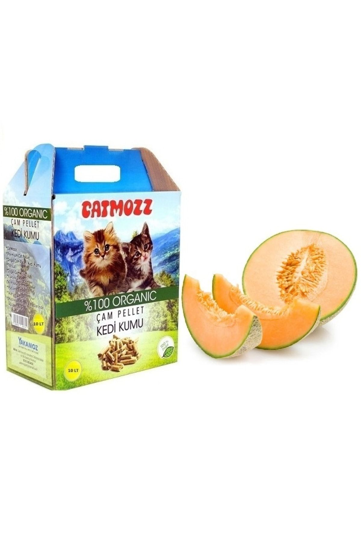 CatMozz Melon Doğal Organik Çam Peleti Kedi Kumu Kavun Kokulu 10 Lt Orijinal Paket