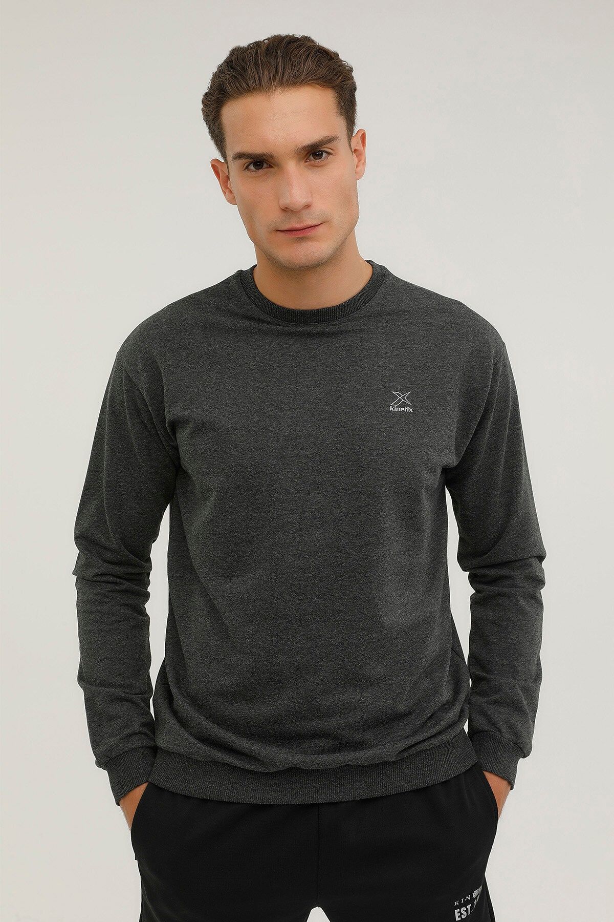 Kinetix M-sn90 Basıc C Neck Sweat Antasıt Melanj Erkek Sweatshirt