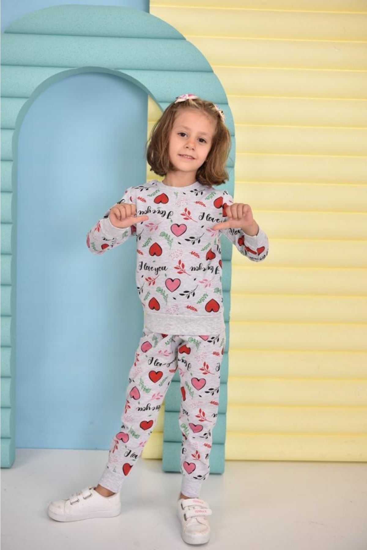 PICCALİLLY Kız Çocuk 2 Iplik Baskılı Şardonlu Uzun Kollu Pijama Takımı